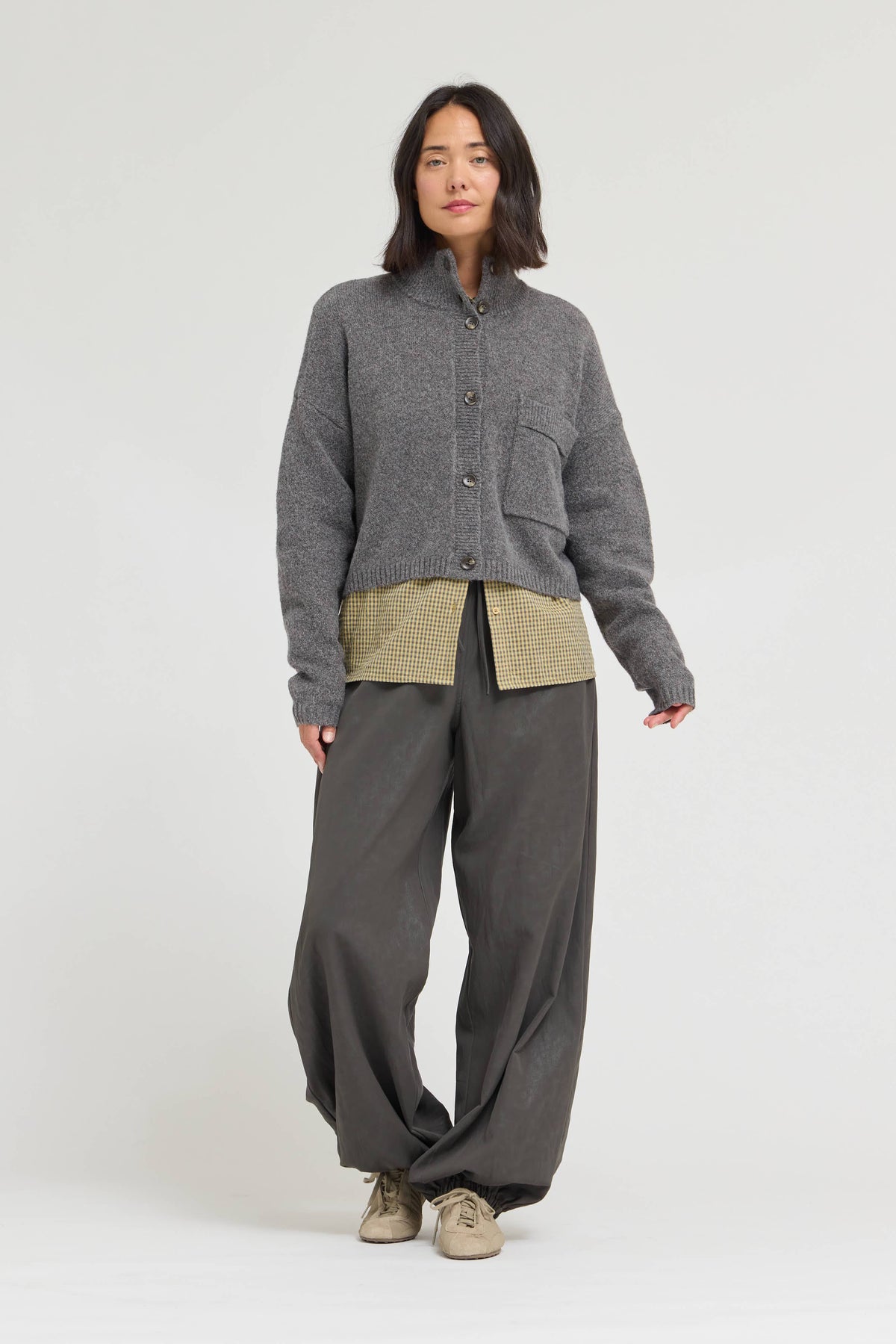 Funnel Neck Cropped Cardigan