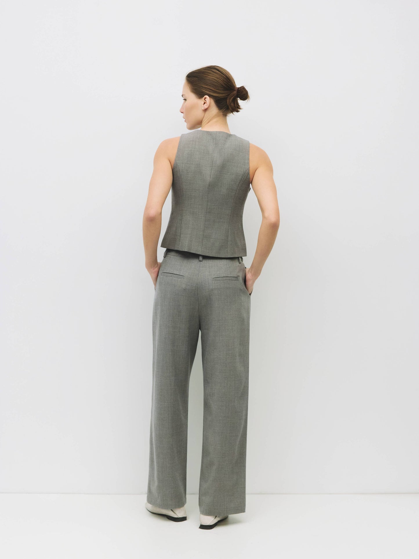 Charcoal Button Up Vest Top