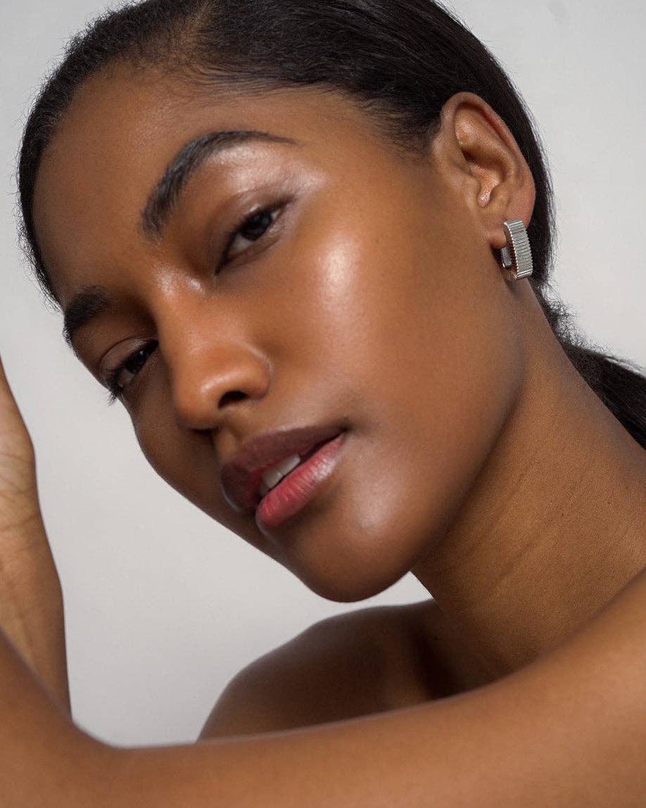 Silver Fluted Hoop Earrings