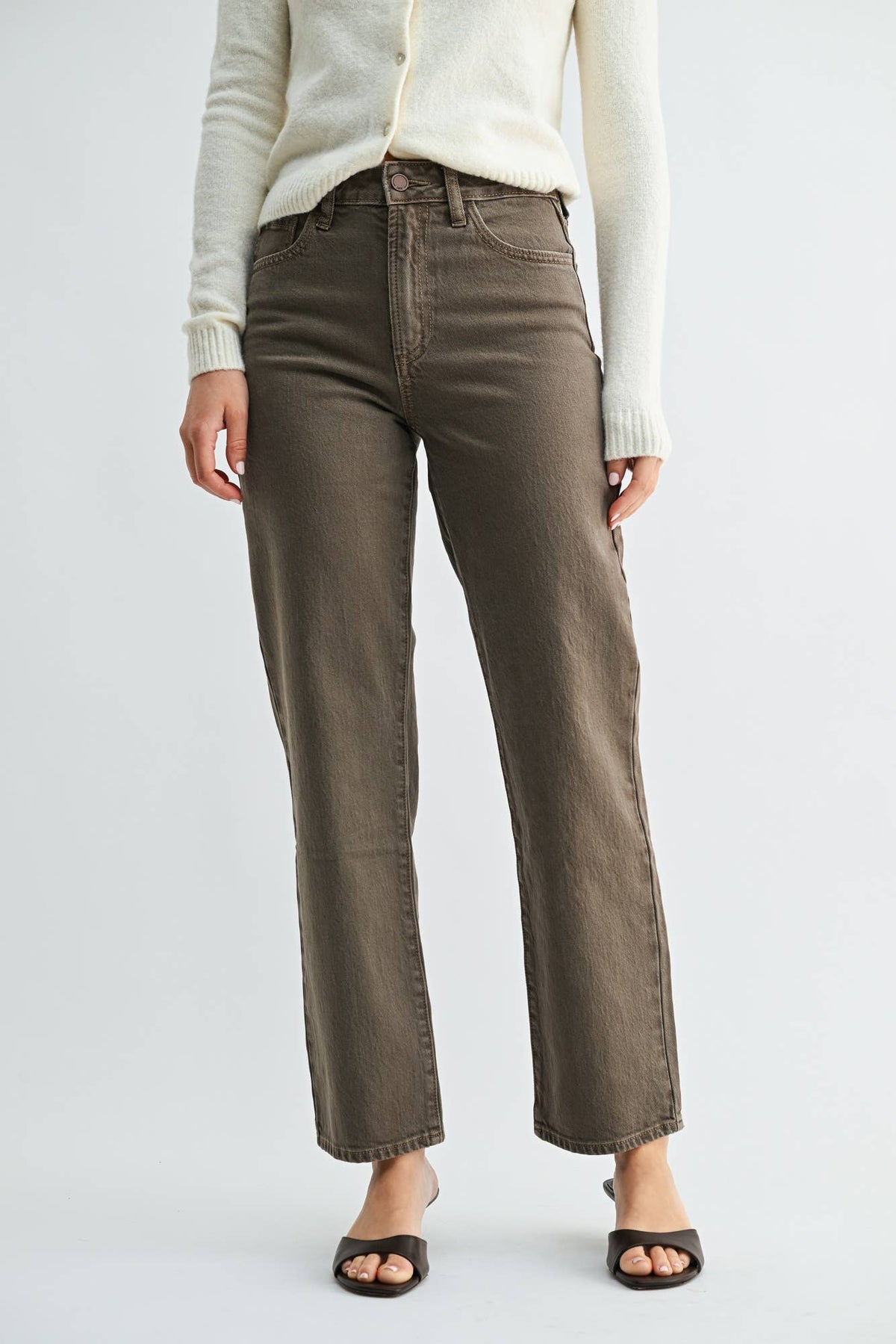 Vintage Brown Slim Straight Jeans