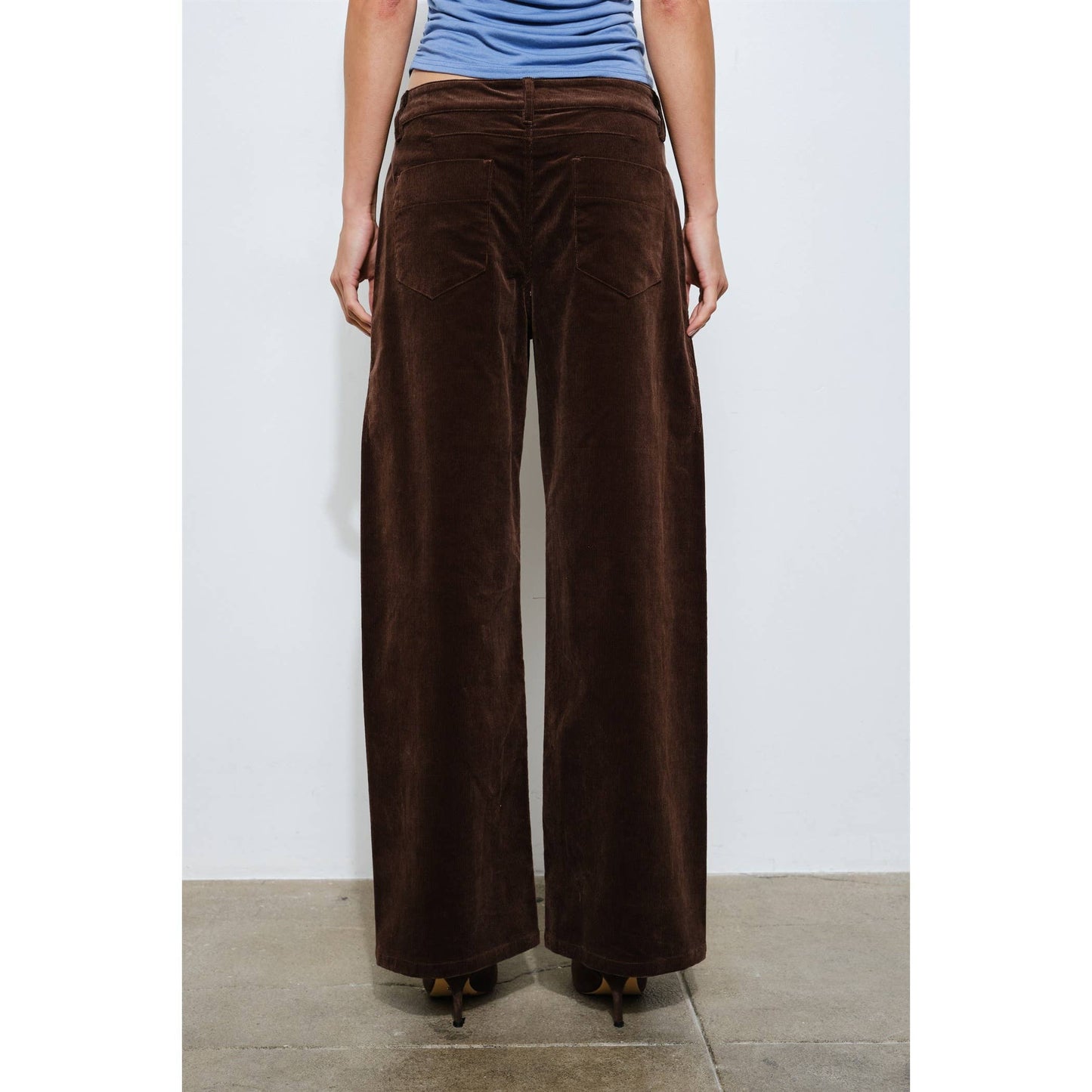 Low Rise Brown Corduroy Barrel Leg Pant