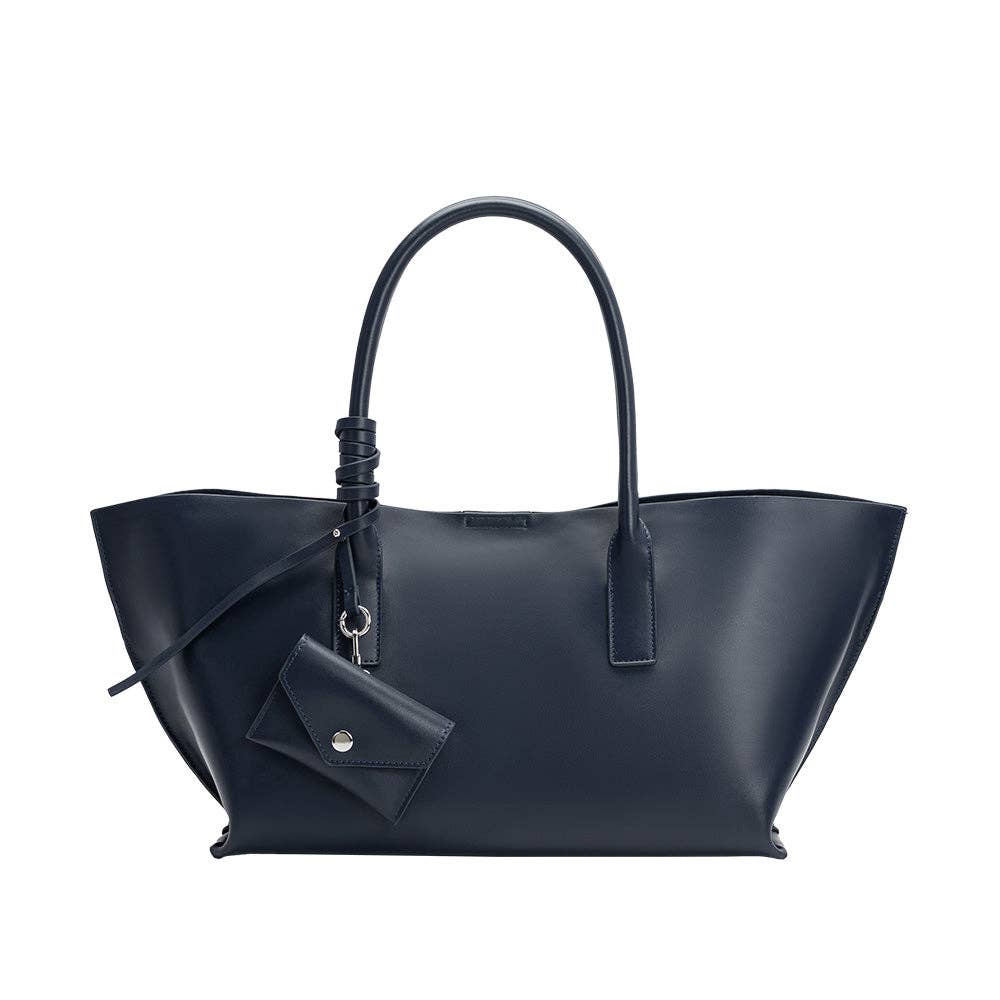 Deep Blue Astrid Vegan Leather Tote Bag