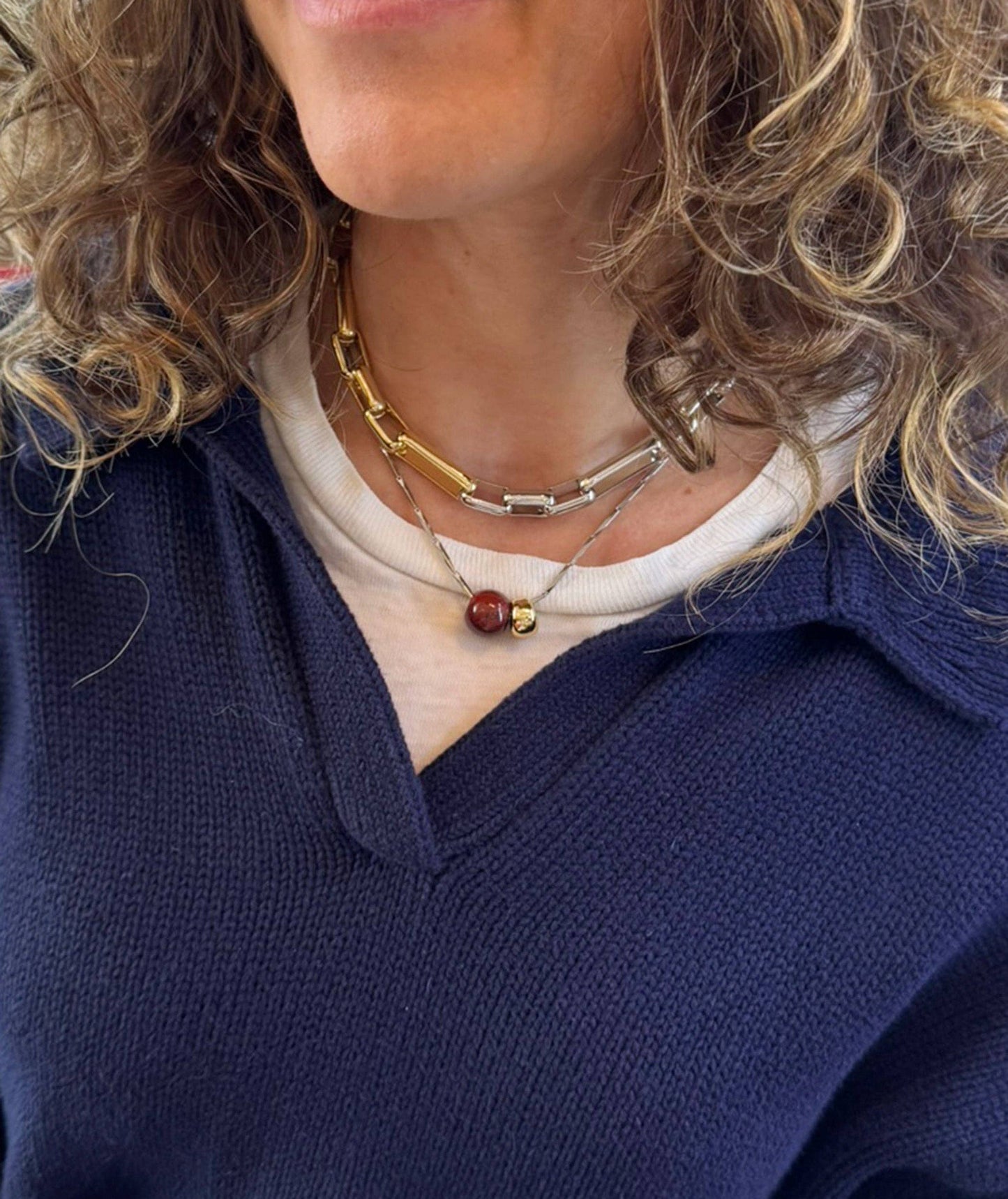 Rose Quartz Mixed Metal Necklace