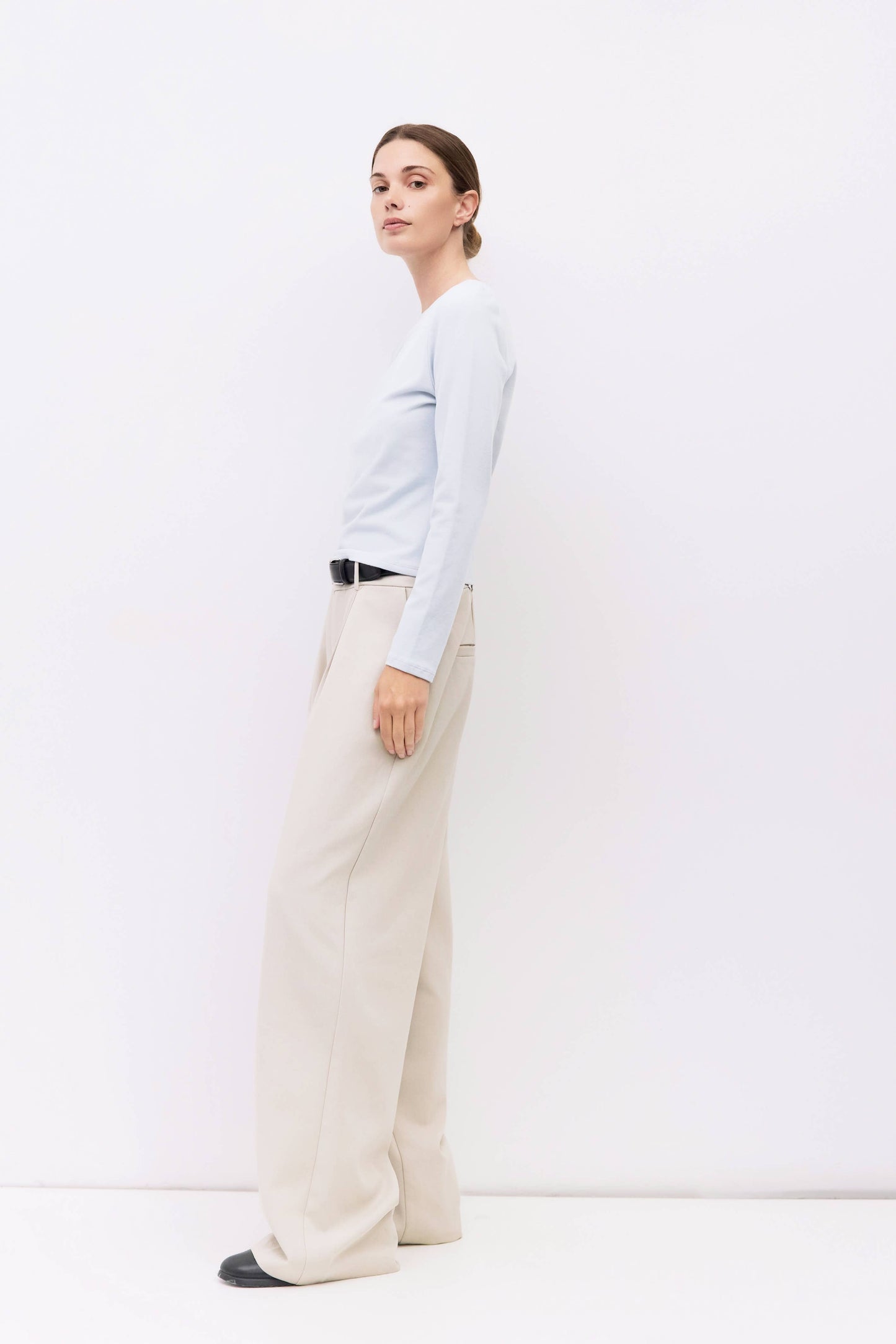 Brushed Jersey Long Sleeve Fitted Tee