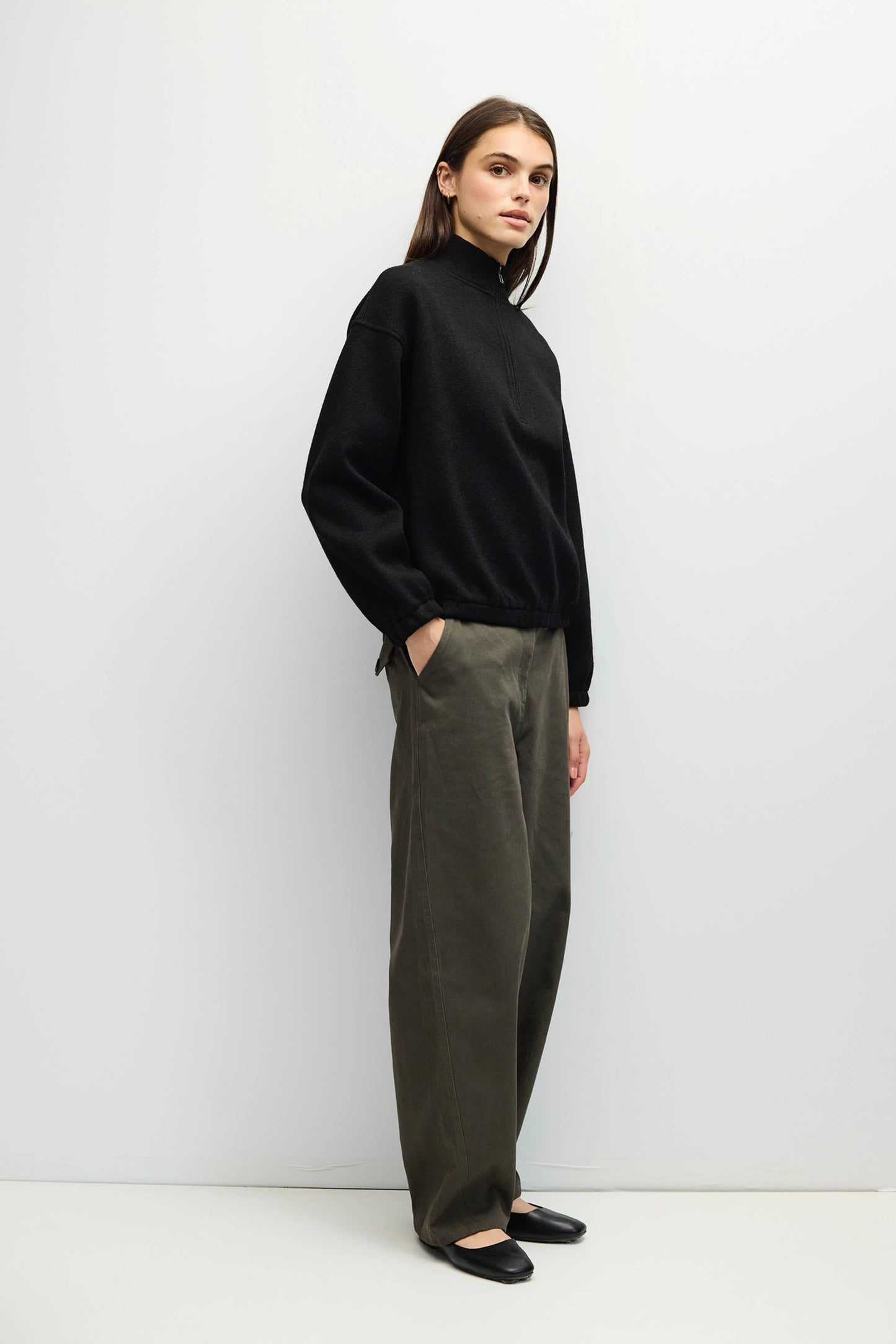 Black Quarter Zip Knit Pull Over