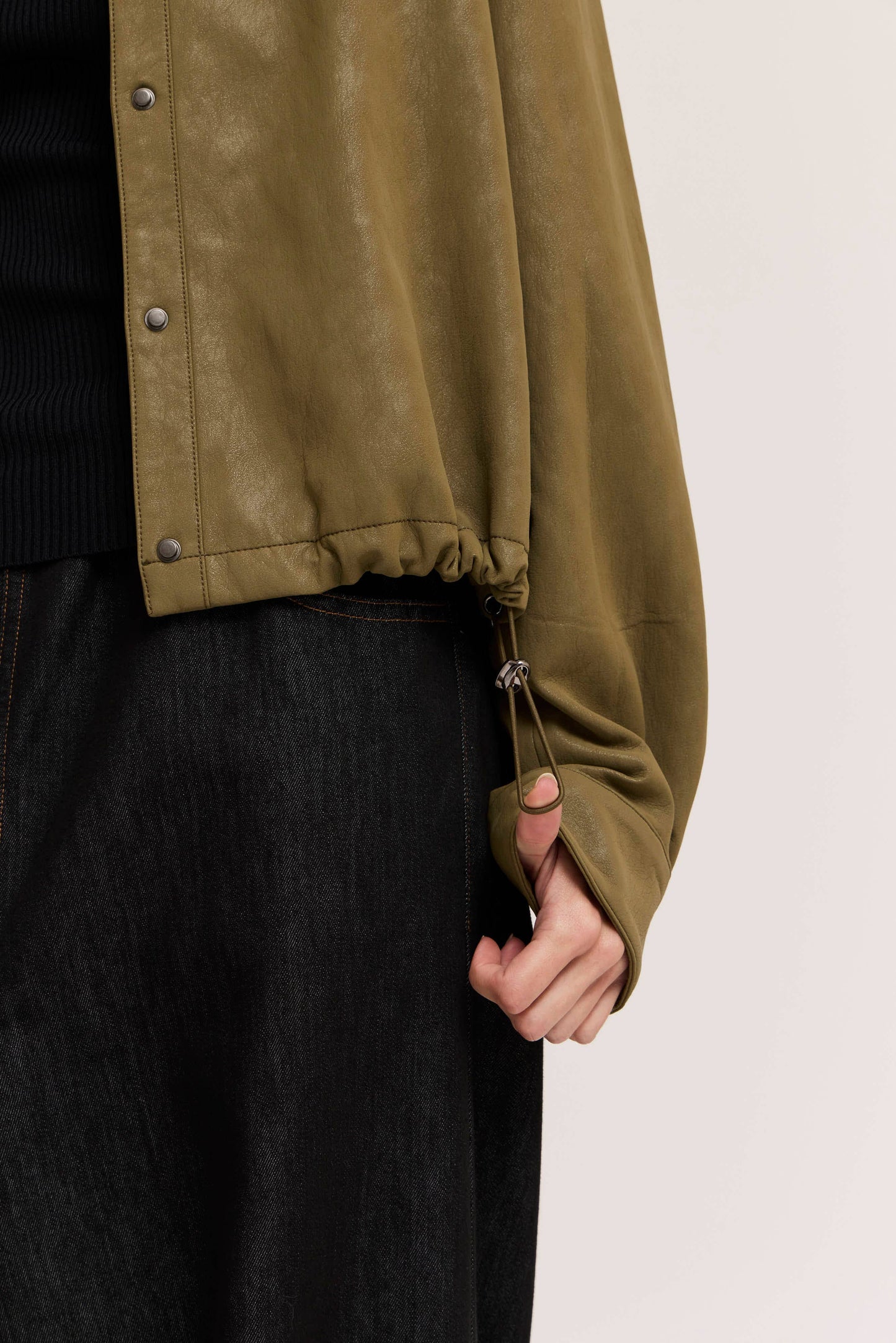 Vegan Leather Snap Button Jacket