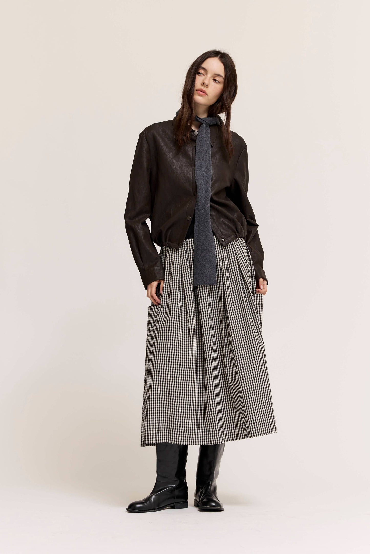 Vegan Leather Snap Button Jacket