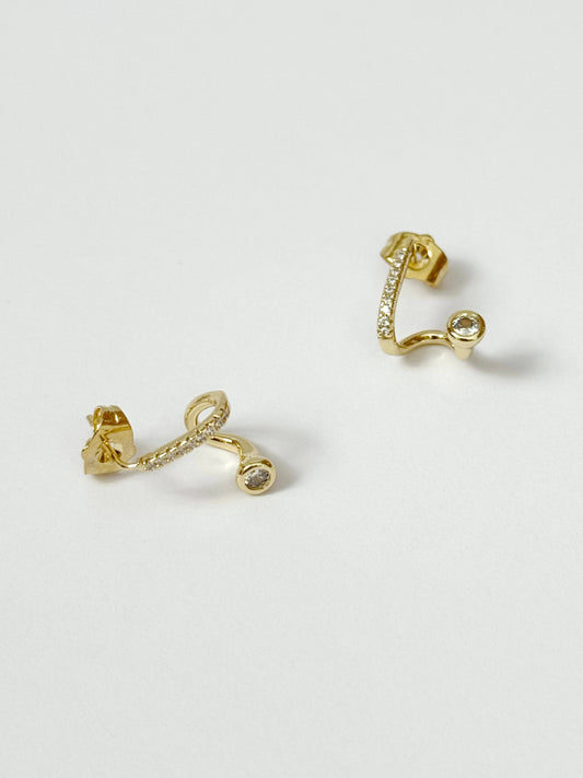 Gold Filled CZ Twist Stud Earrings 