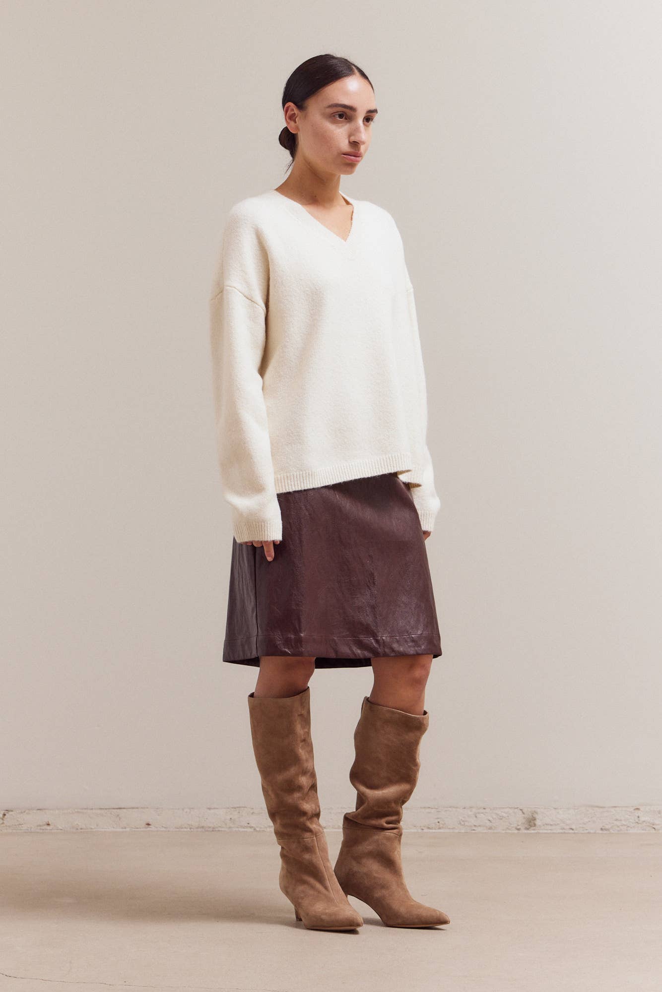 Ivory V-Neck Pullover Sweater