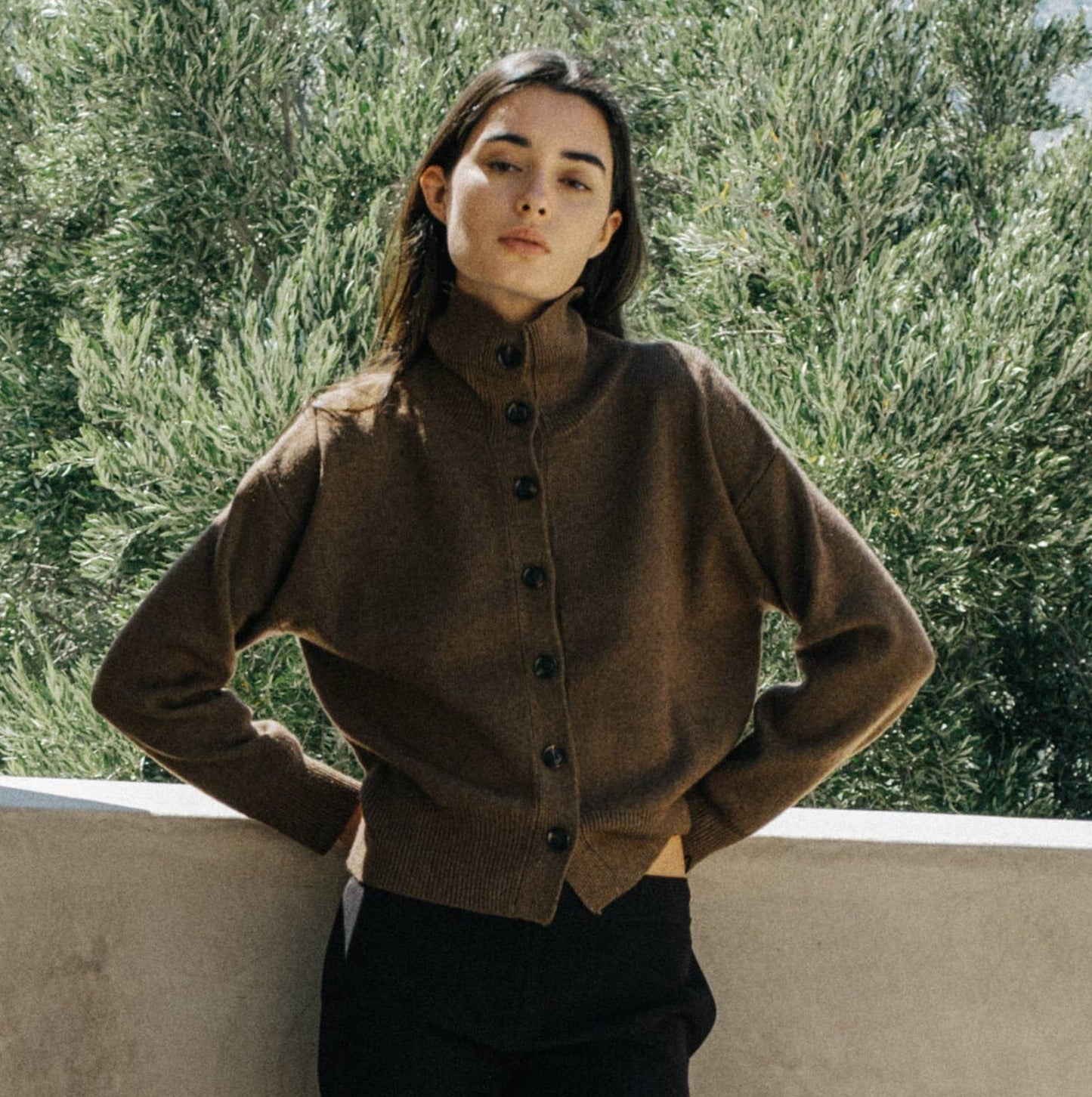 Turtleneck Button Front Cardigan