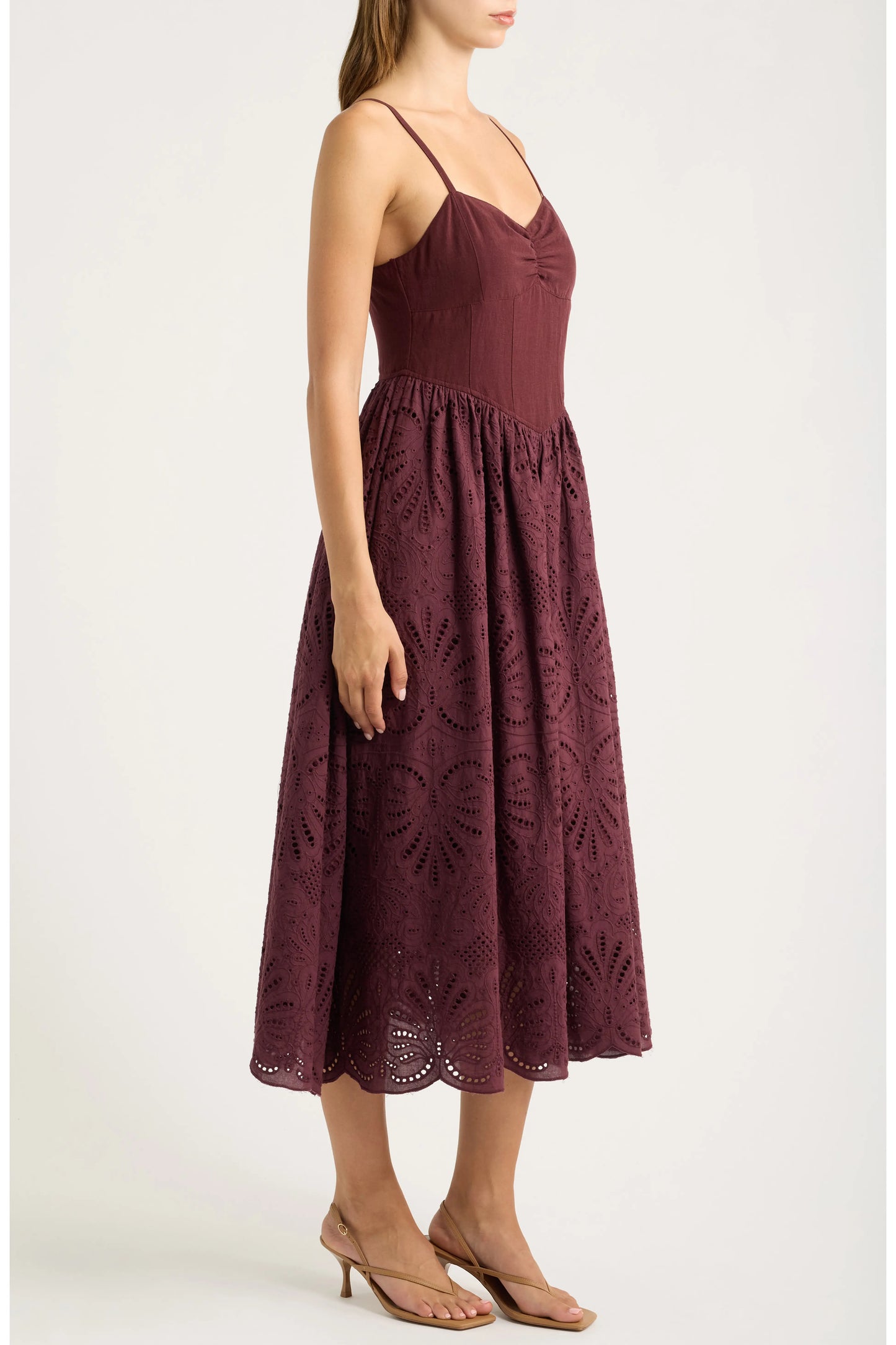 Eyelet Scallop Lace Midi Dress