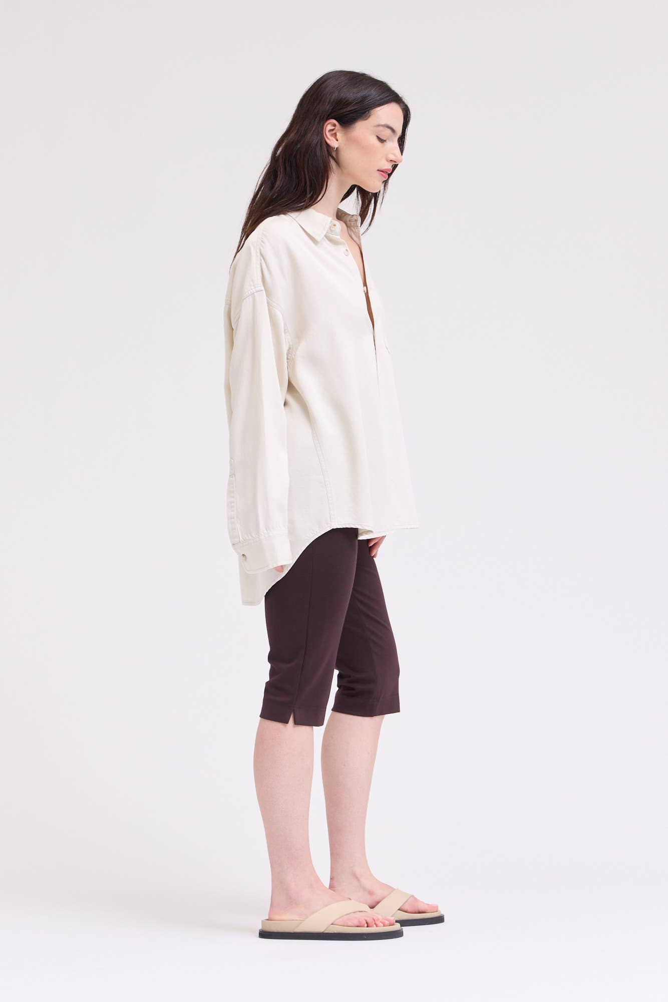 Milk Tencel Button Down Shirt
