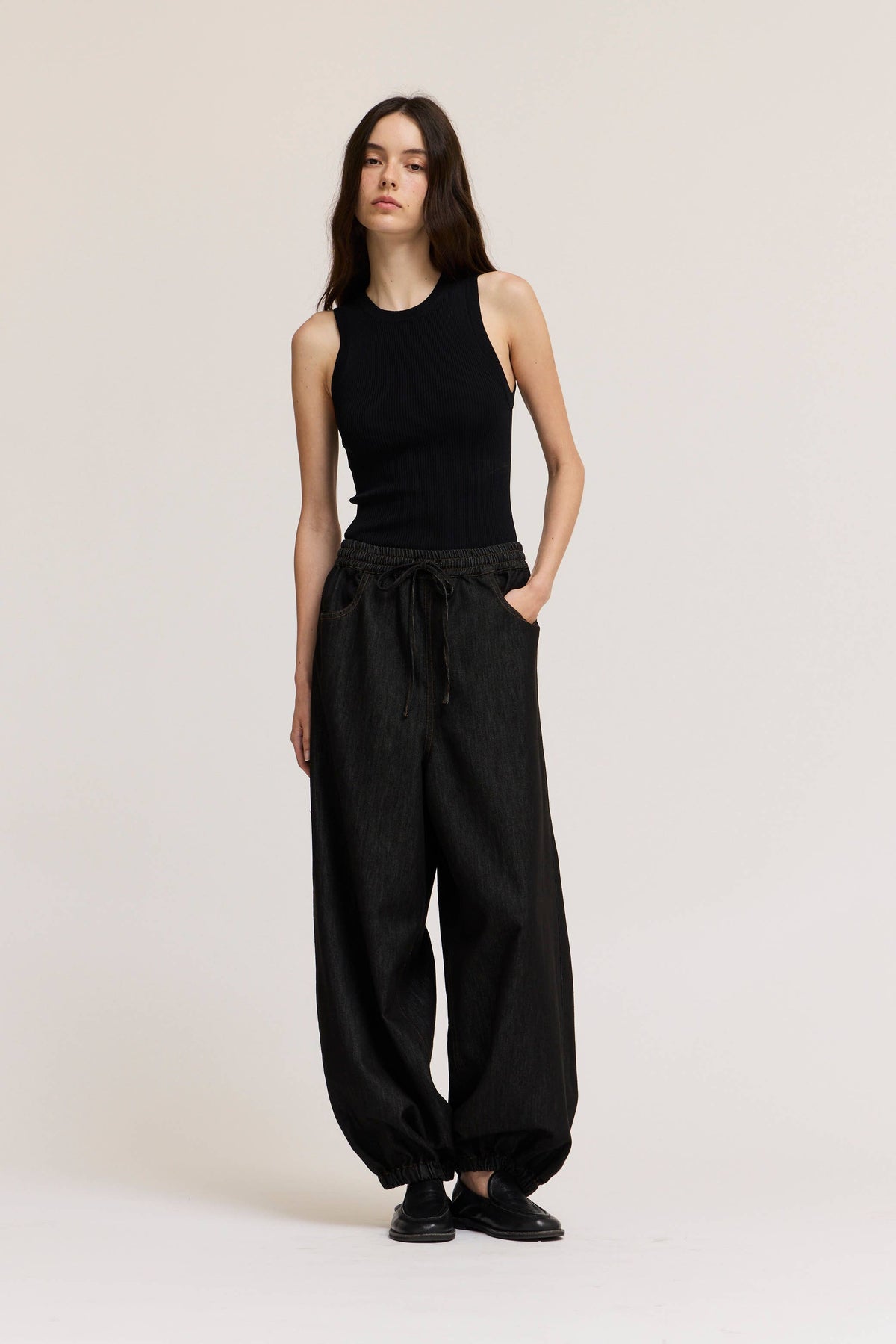 Indigo Denim Drawstring Jogger