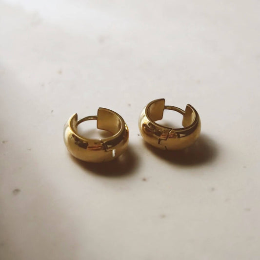 Chunky Gold Huggie Hoop Earrings