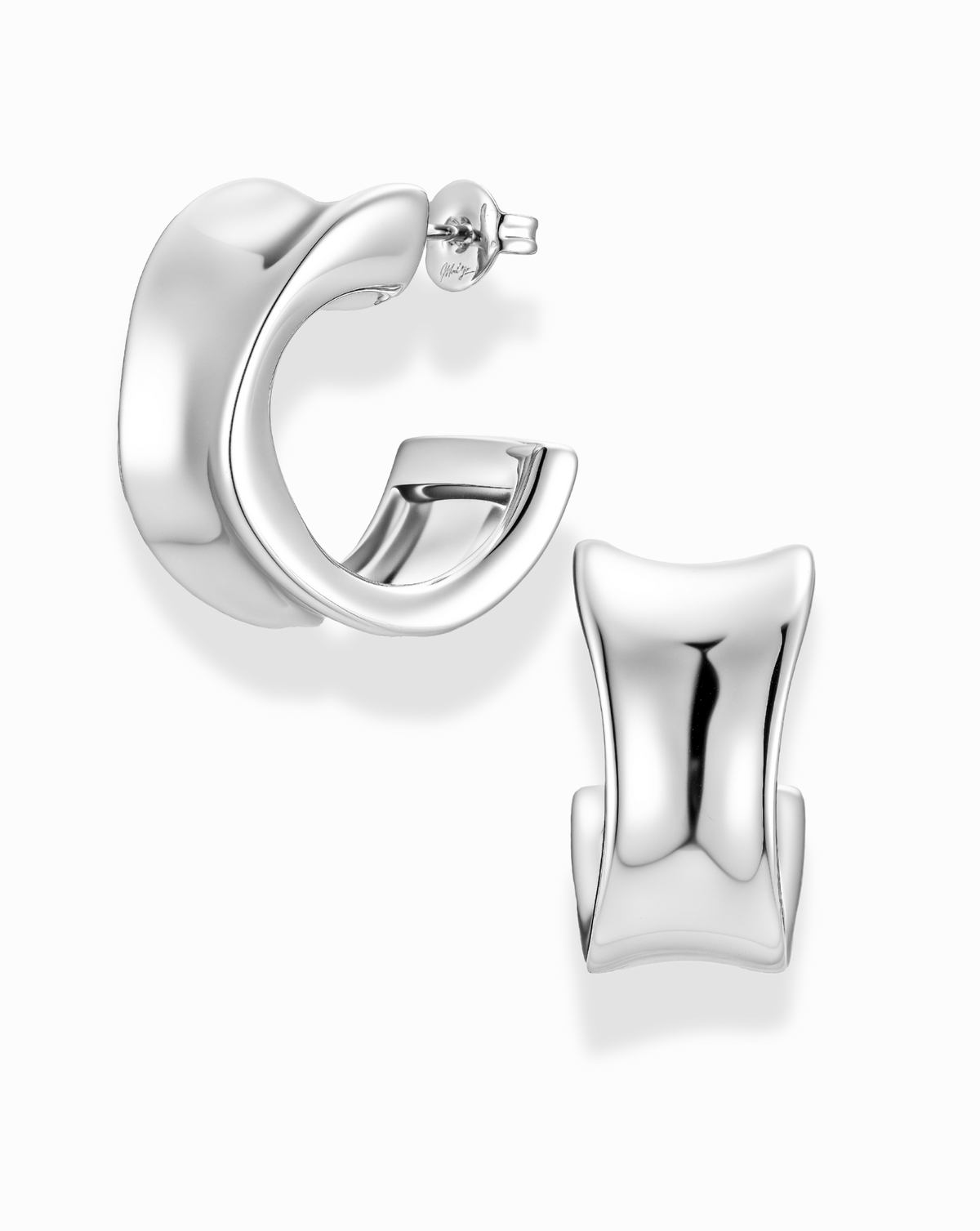 Silver Chunky Curved Hoops