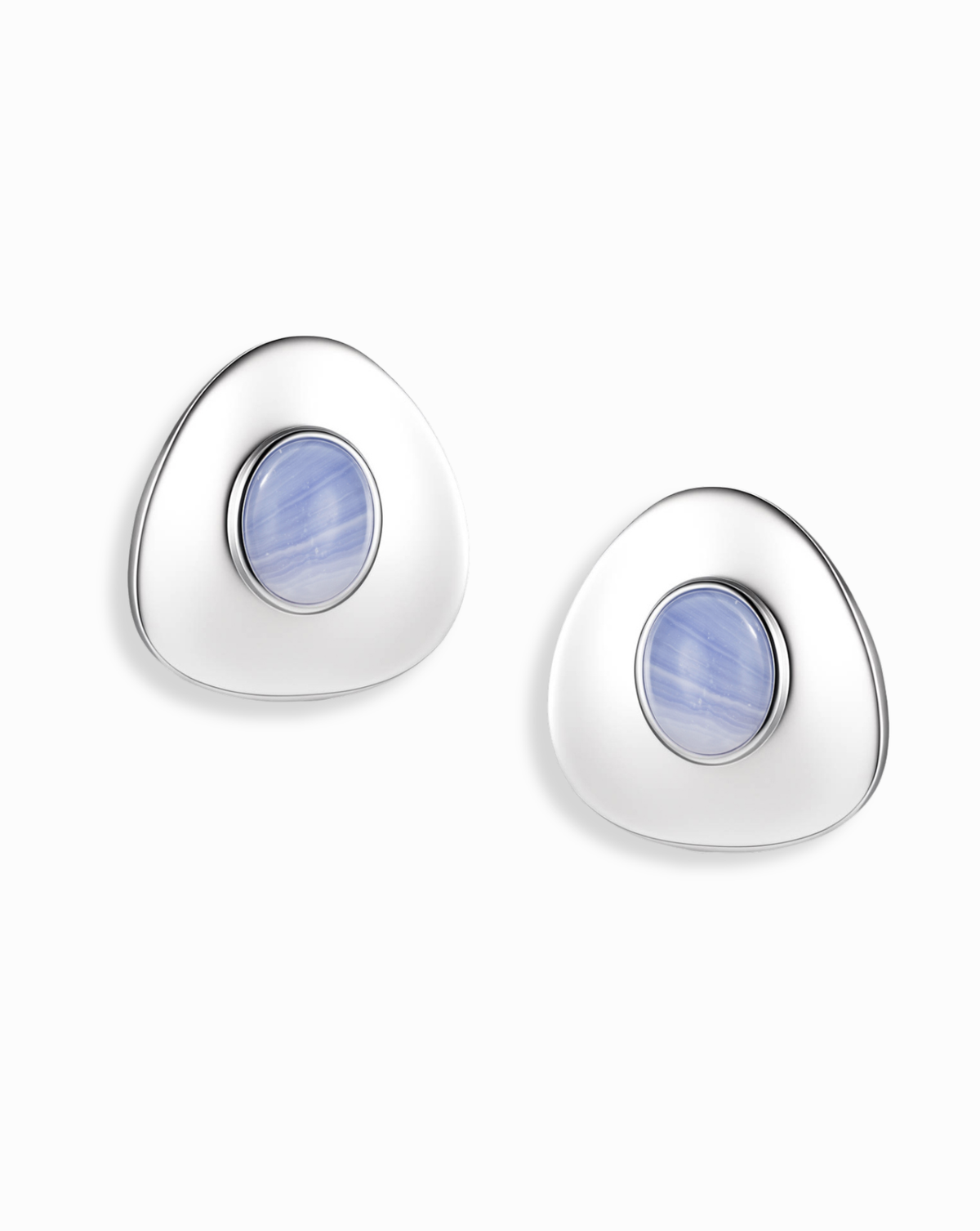 Silver Blue Stone Statement Earrings