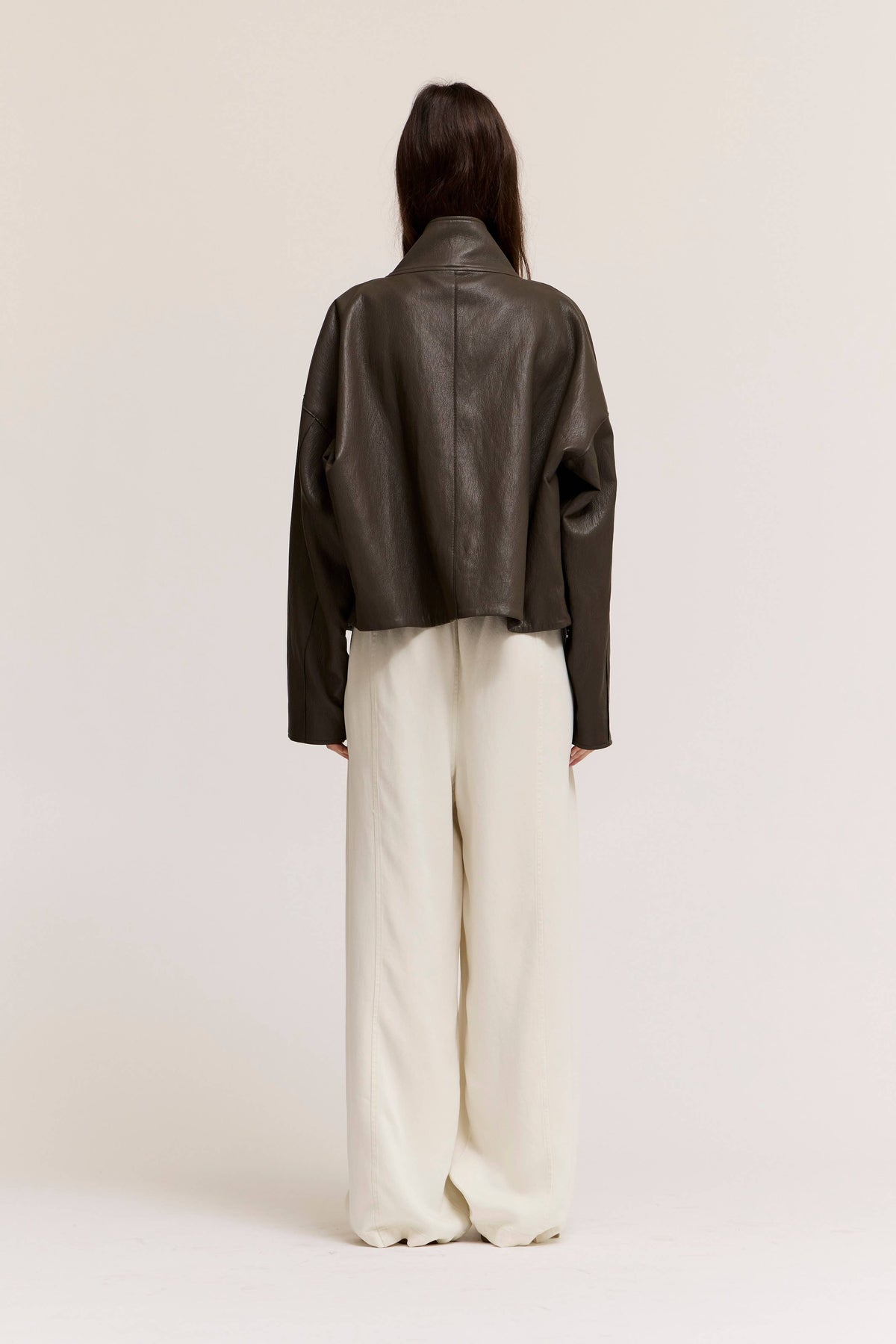 High Collar Vegan Leather Jacket