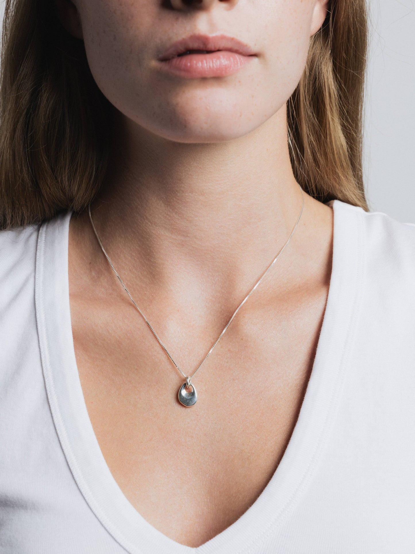 Silver Petal Charm Pendant Necklace