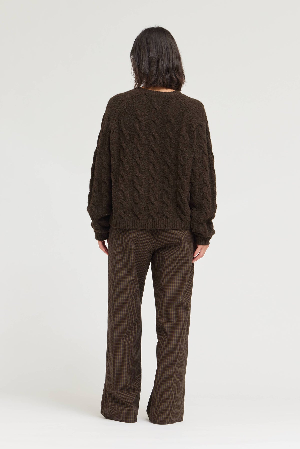 Dark Brown Cozy Cable Knit Sweater
