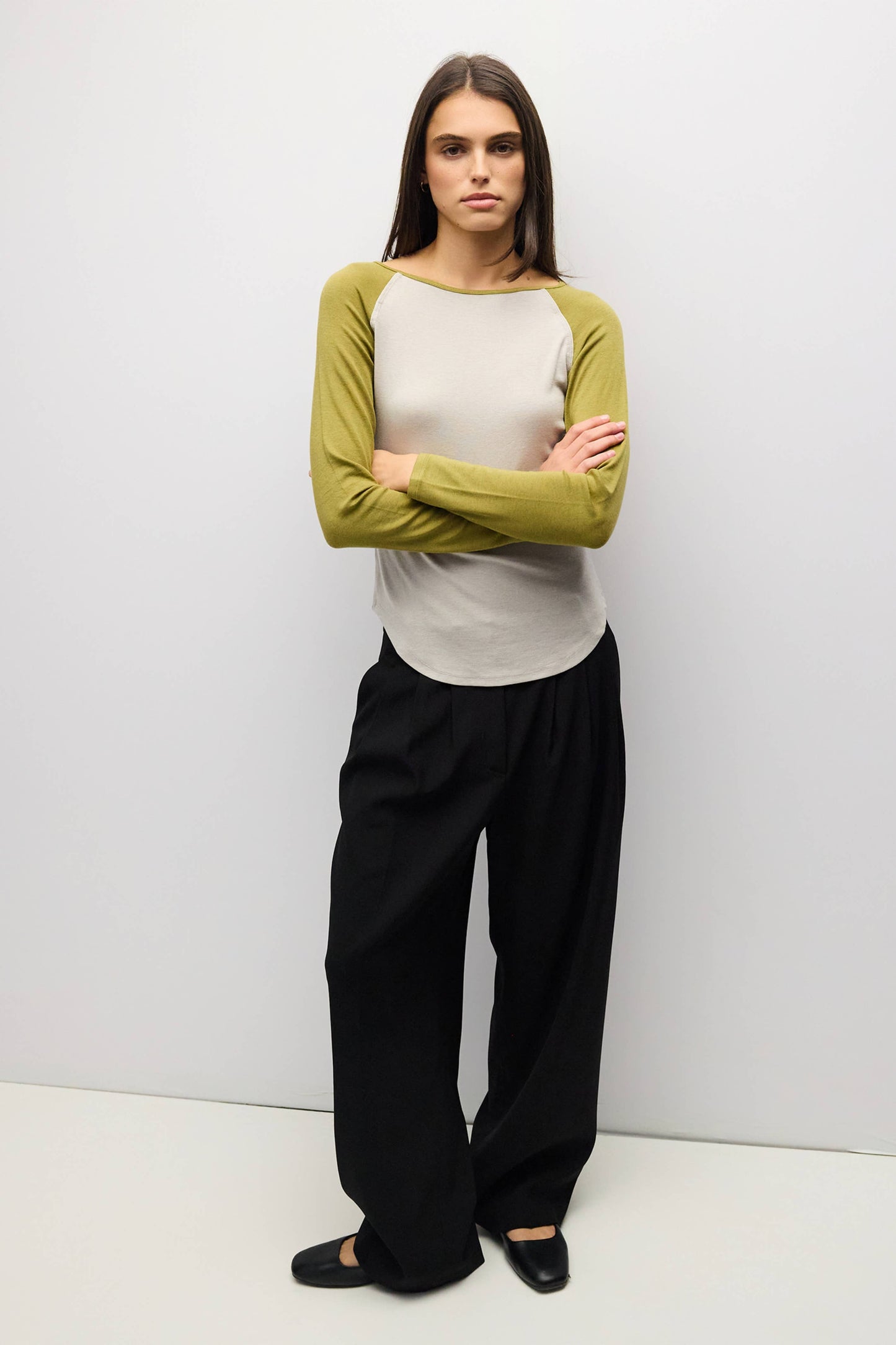 Contrast Raglan Long Sleeve Knit Top