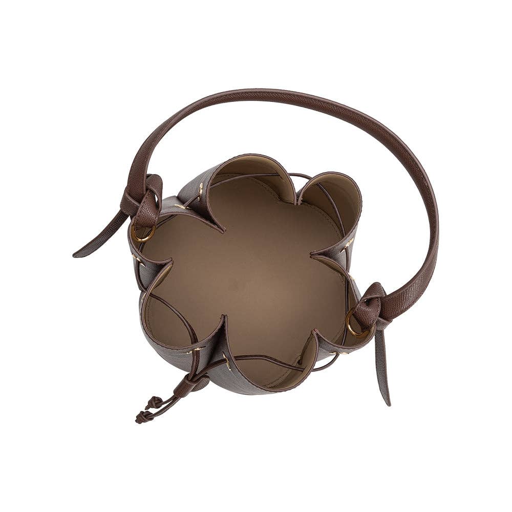Chocolate Laguna Pleated Top Handle Bag