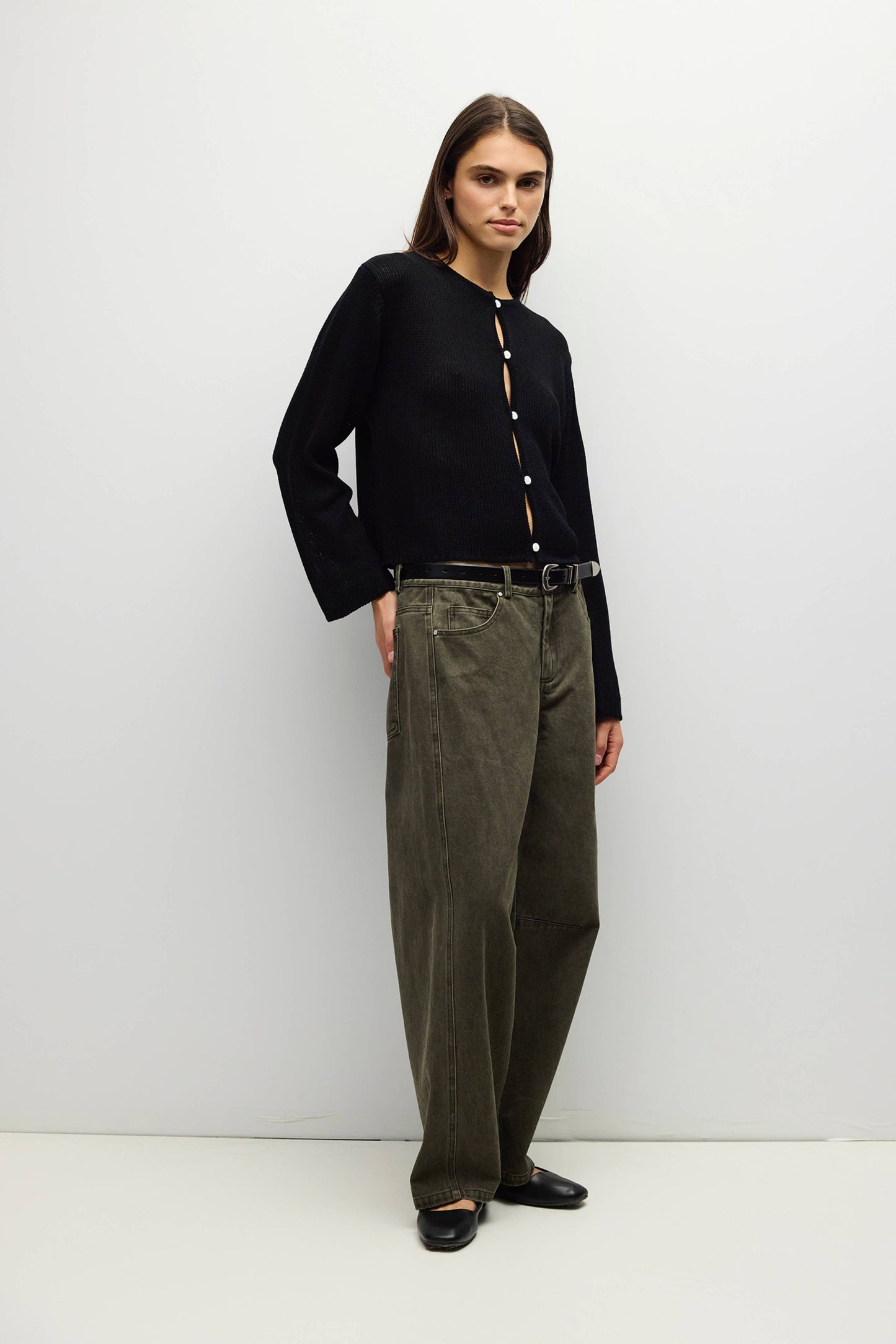 Open Knit Button Front Cardigan