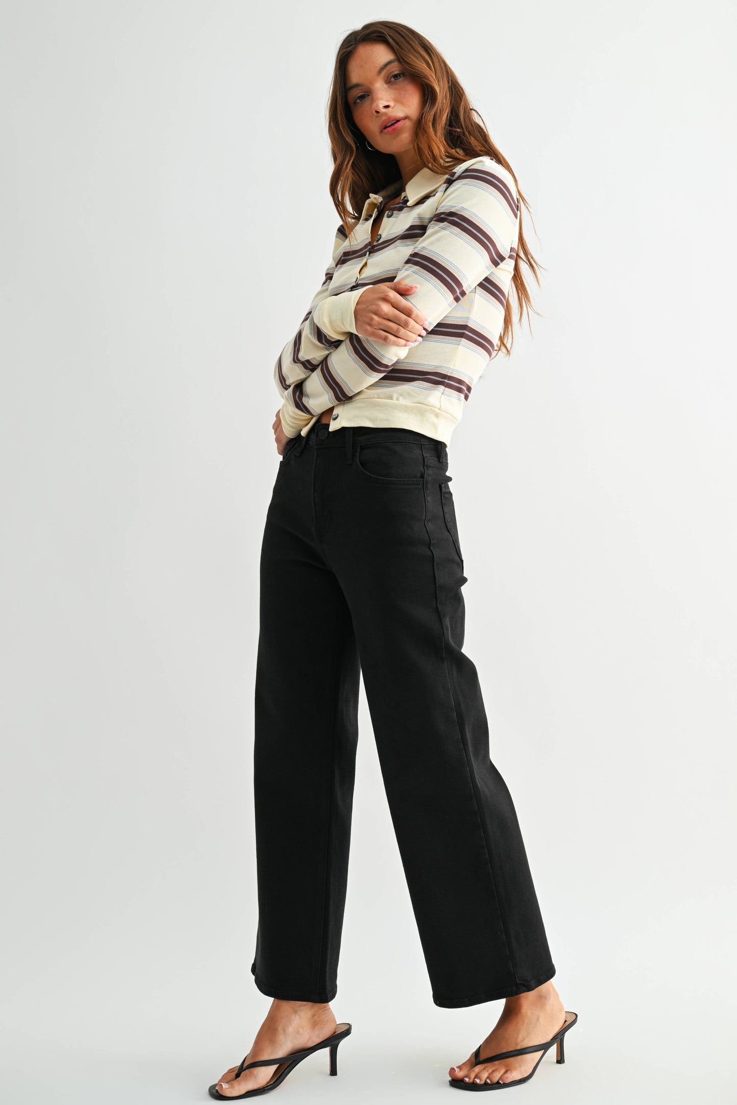 Black Classic Wide Leg Slim Jean