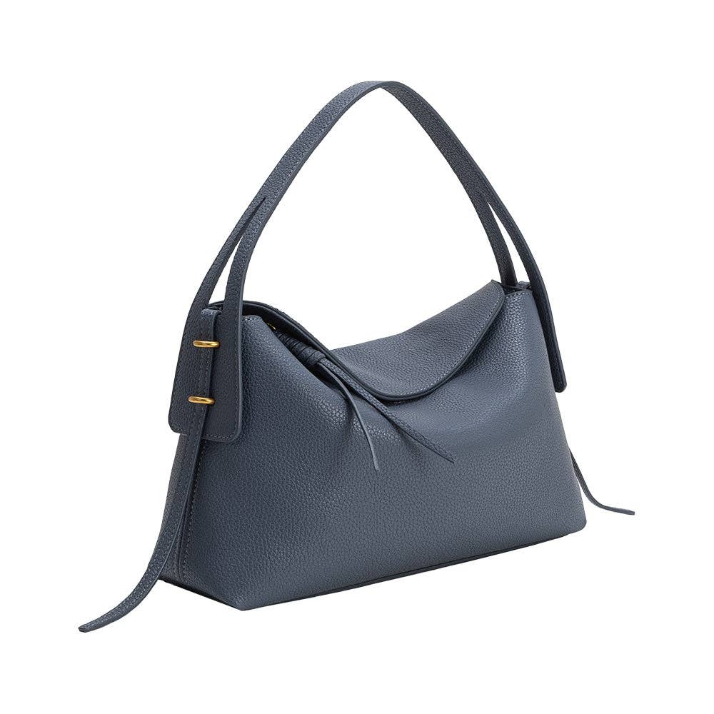 Slate Blue Emory Vegan Leather Top Handle Bag