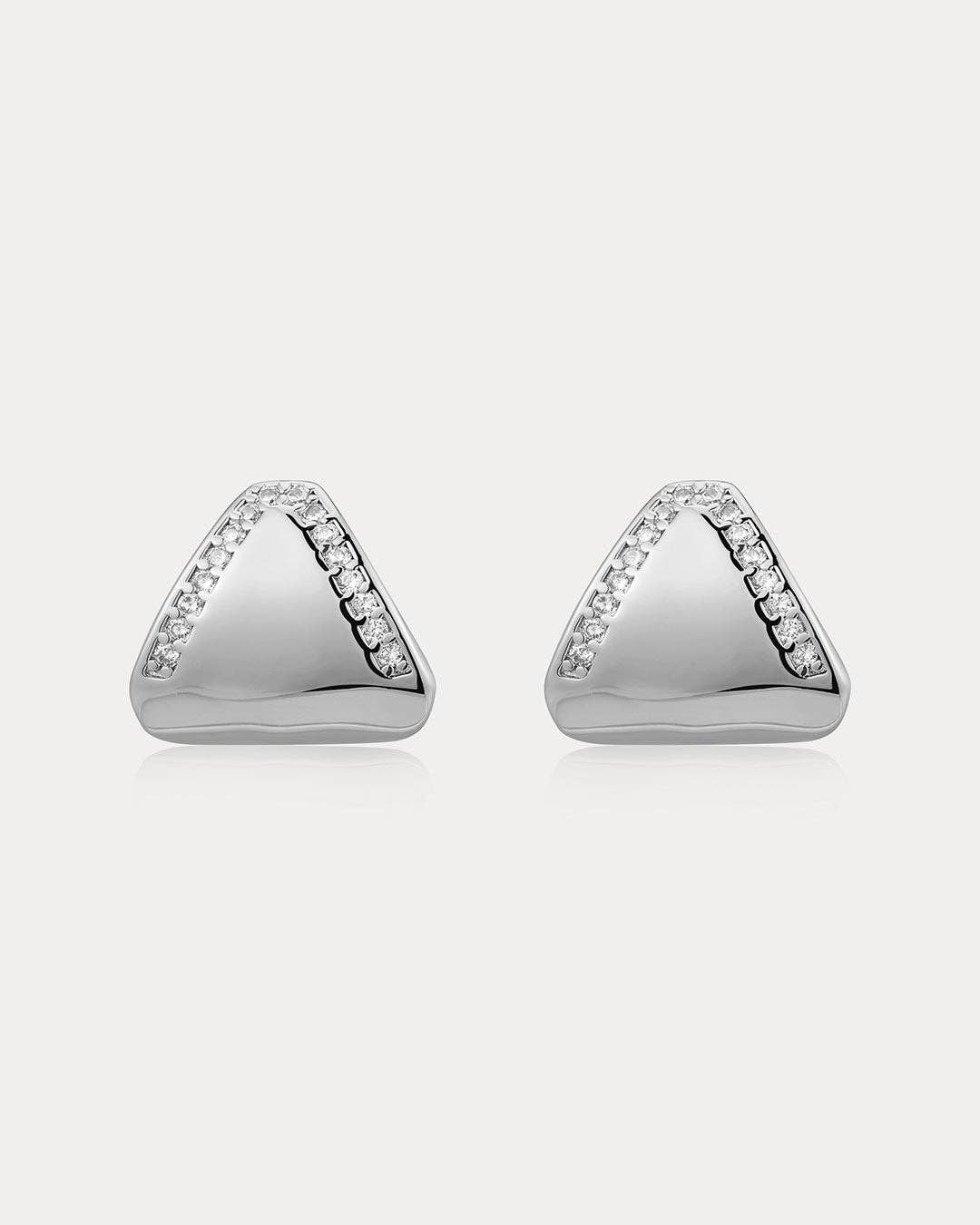 The Pave Shield Studs - Silver