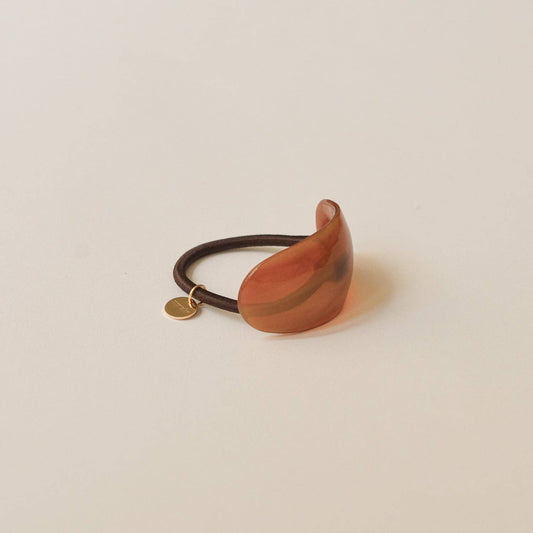 Brown Curved Oval Resin Ponytail Hair Tie