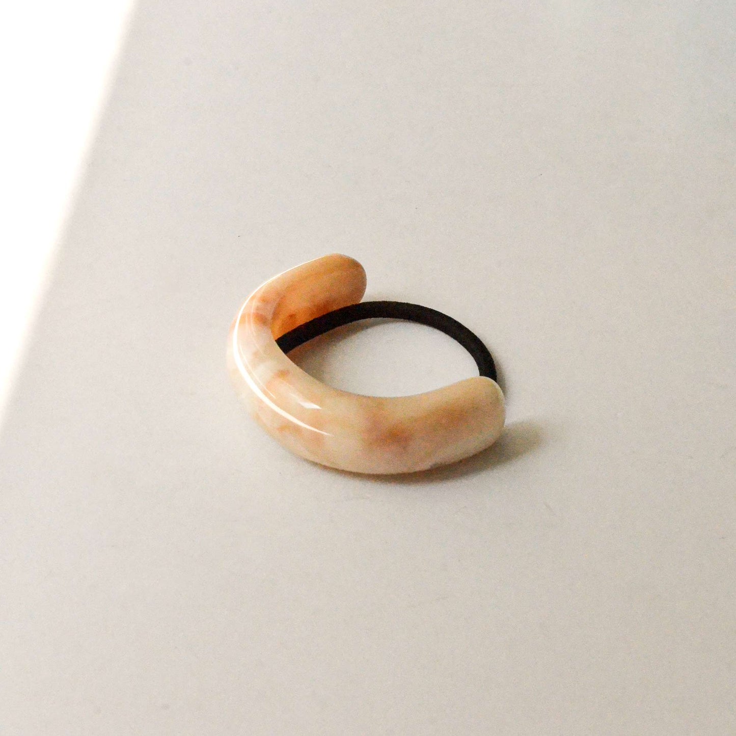 Beige Wide Arch Ponytail Hair Tie