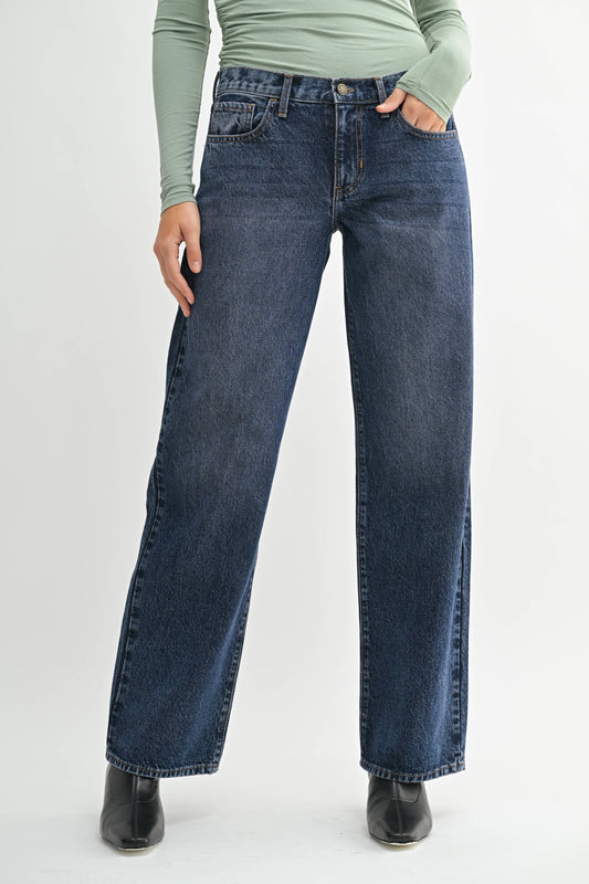 Dark Wash Low Rise Slouch Jean - 100% Cotton