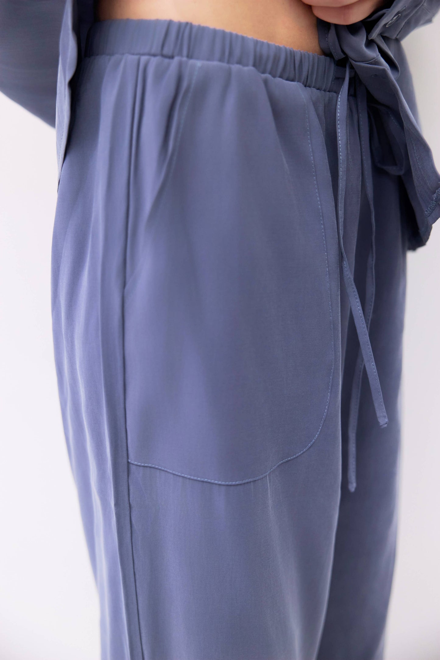 Brushed Drawstring Wide-Leg Pants