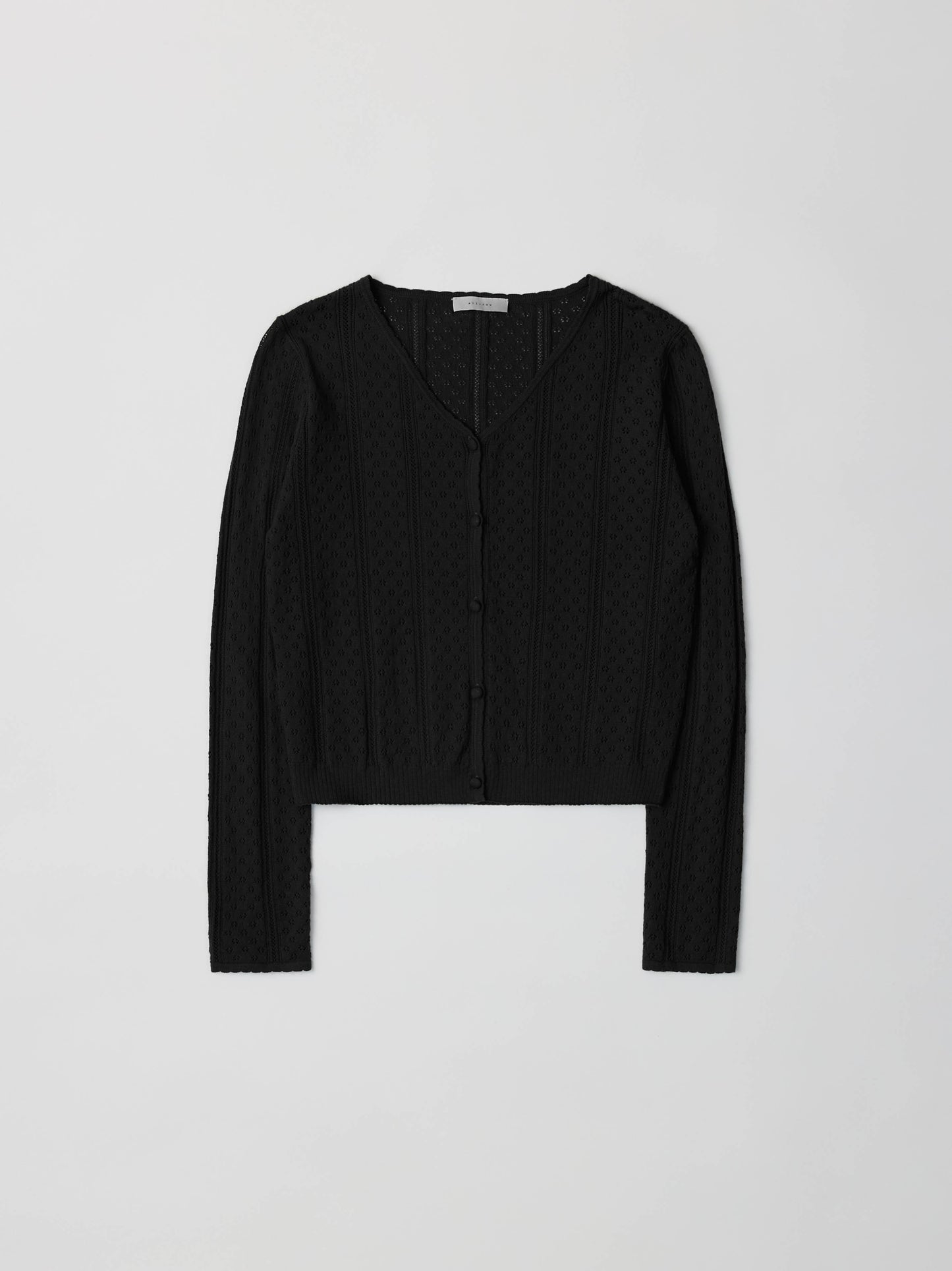 Black Knit Pointelle Cardigan Top