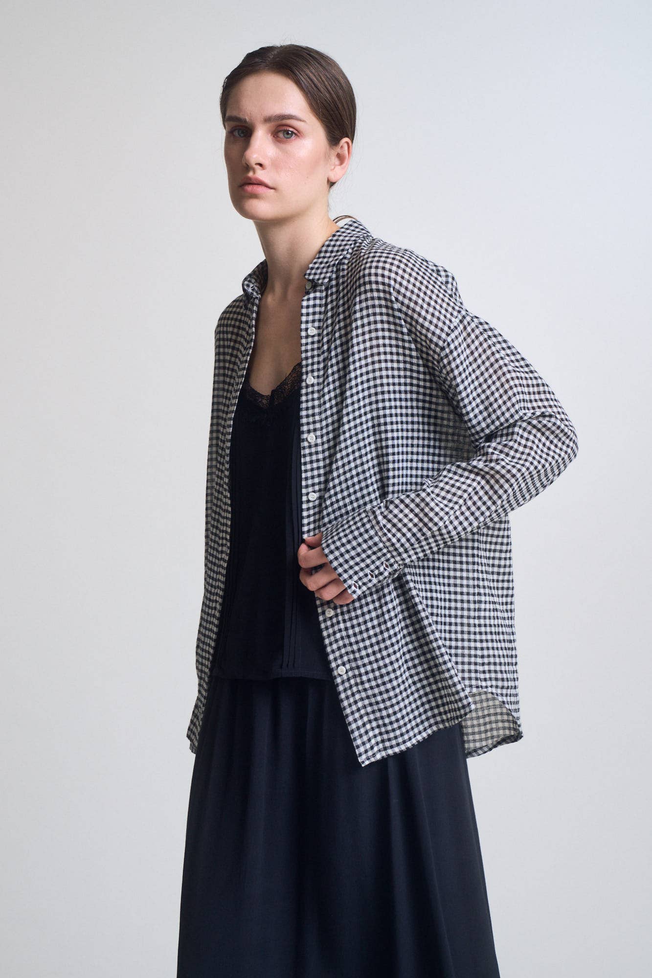 Black Check Button Up Shirt