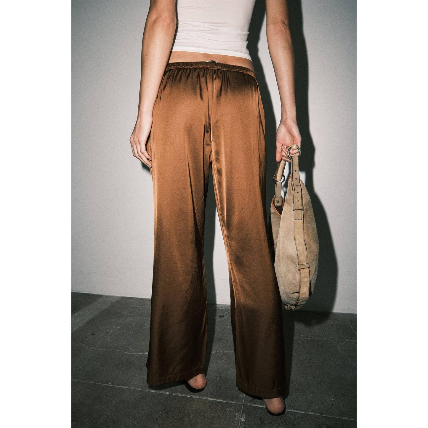 Brown Blue Satin Track Pants