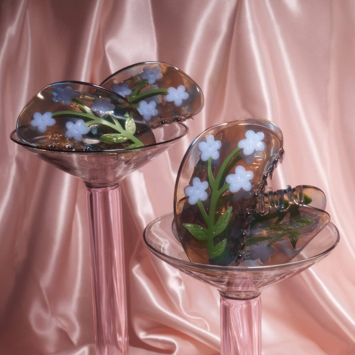 Light Blue Forget-Me-Not Flower Acetate Hair Claw