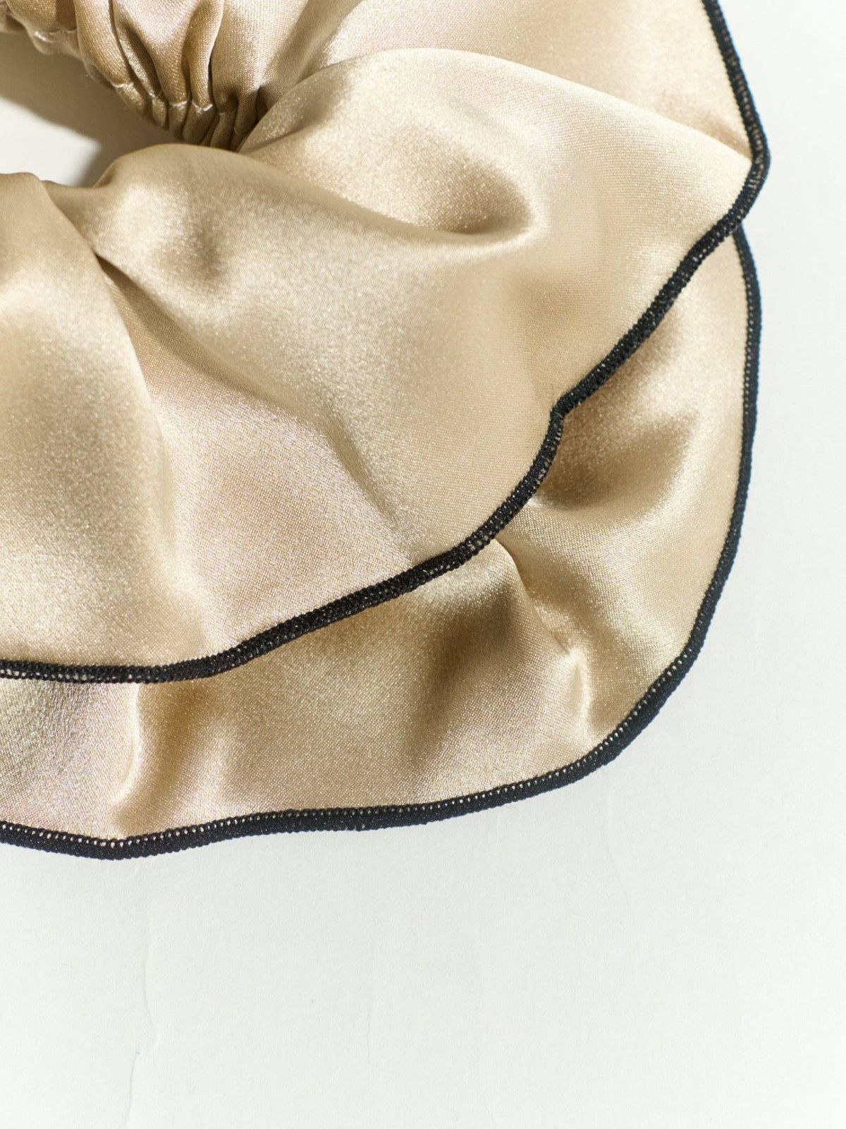 Tan Oversized Double-Layer Silk Scrunchie
