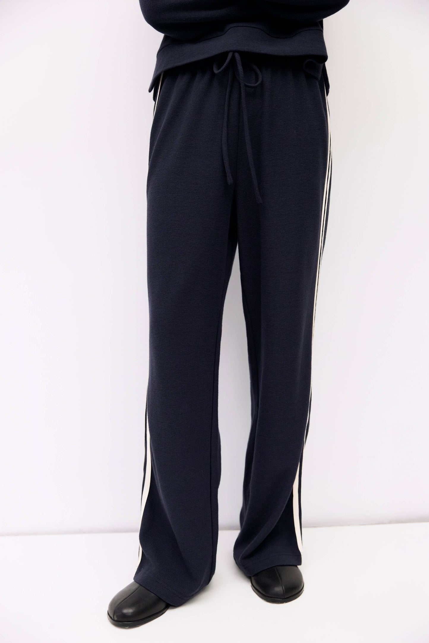 Thermal Waffle Knit Side Stripe Pant