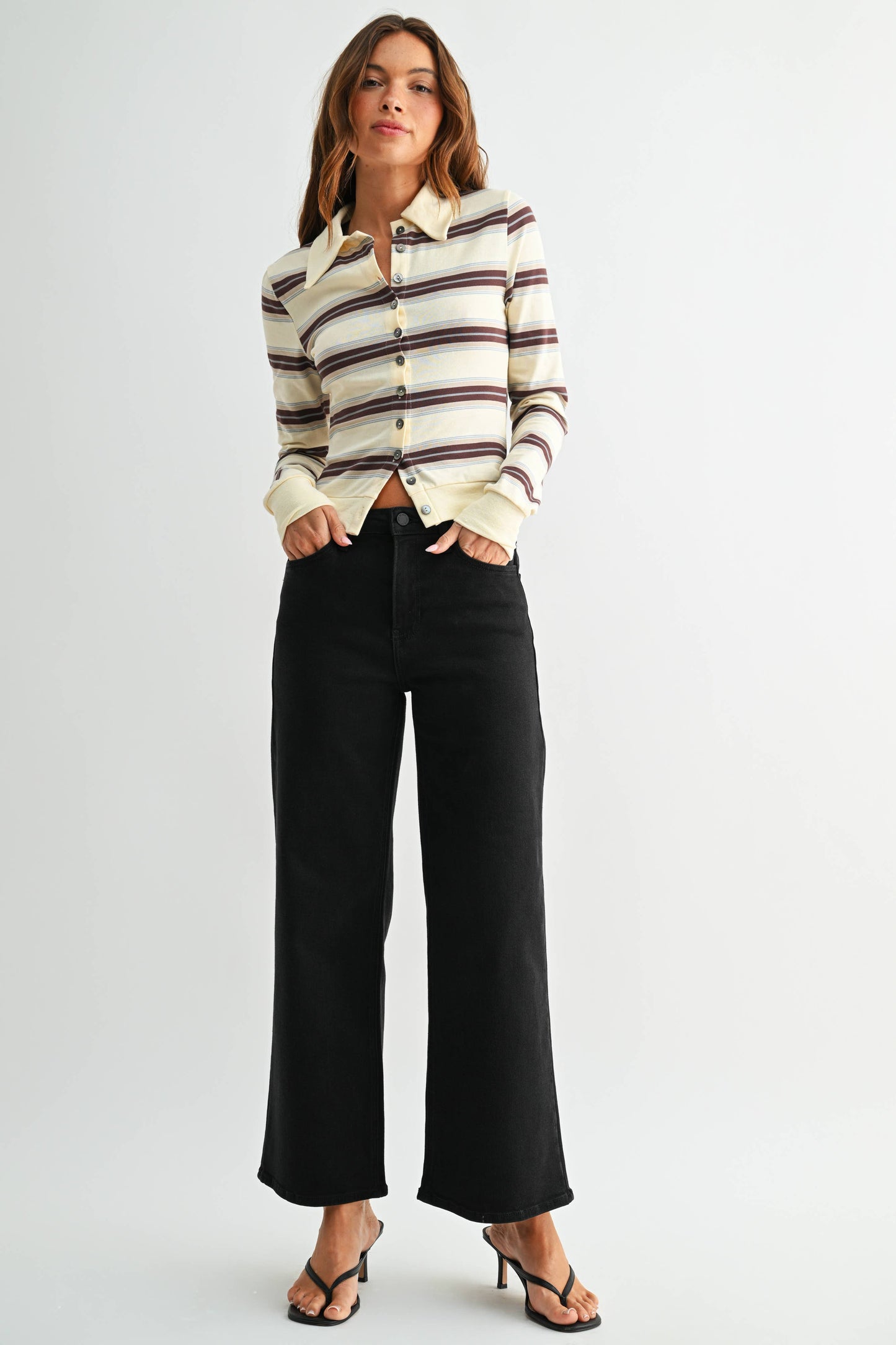 Black Classic Wide Leg Slim Jean