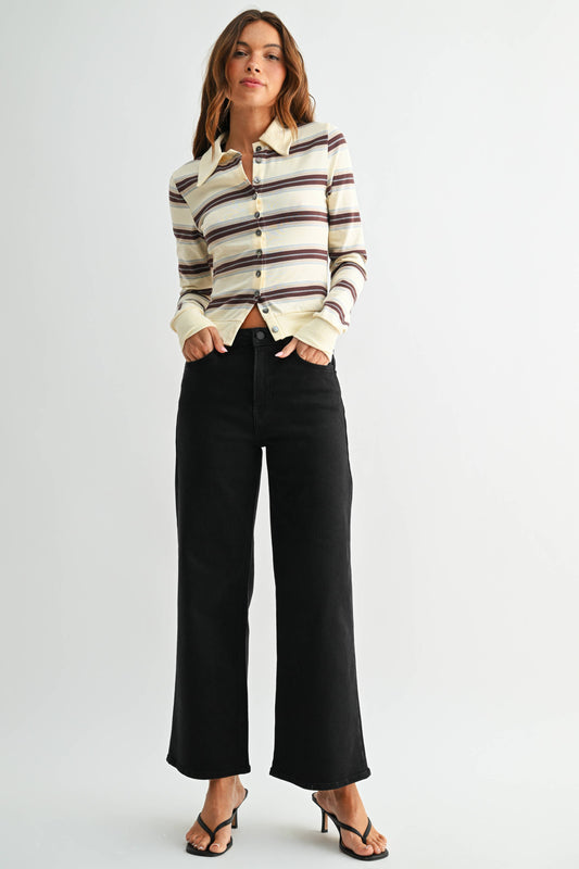 Black Classic Wide Leg Slim Jean