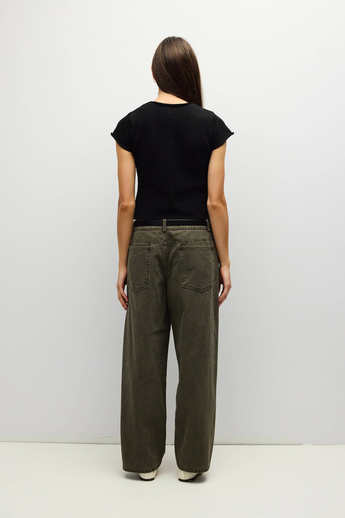Rolled Edge Cotton Knit Button Top