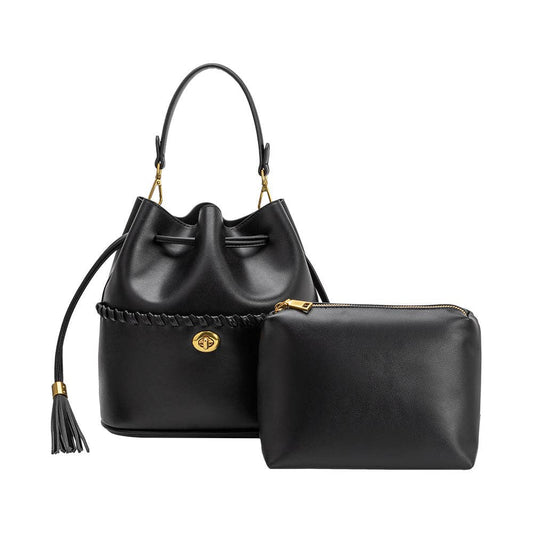 Janae Black Vegan Leather Top Handle Bag