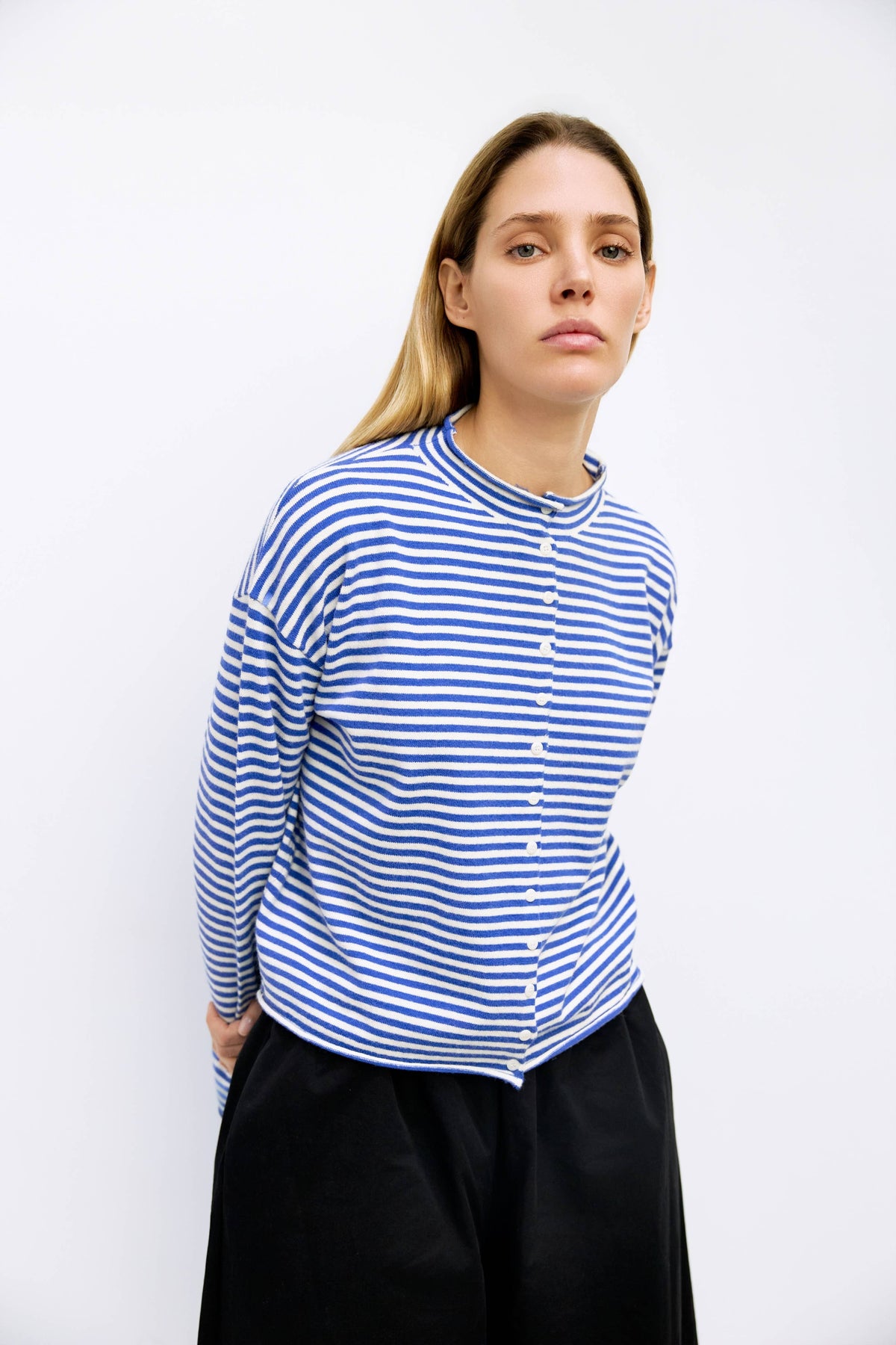 Striped Rolled Edge Cardigan