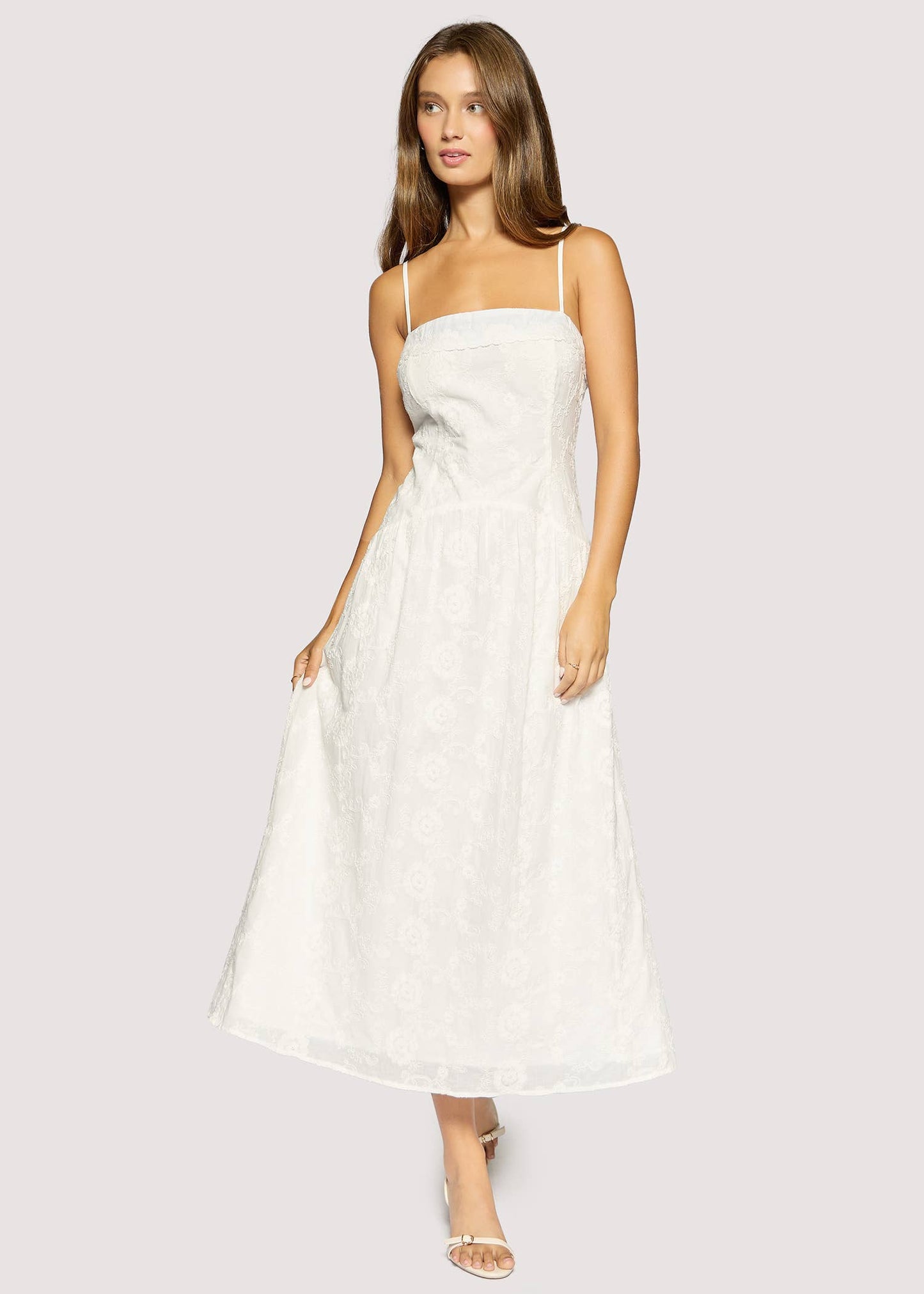 White Embroidered Cotton Maxi Dress
