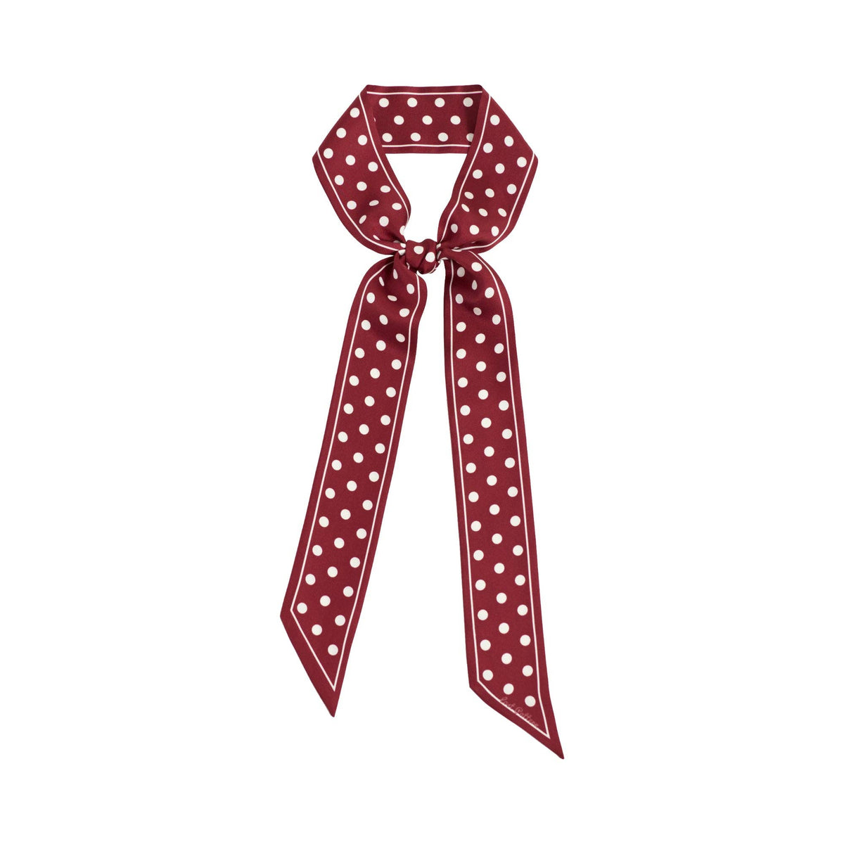 Dark Red Polka Dot Silk Slim Scarf