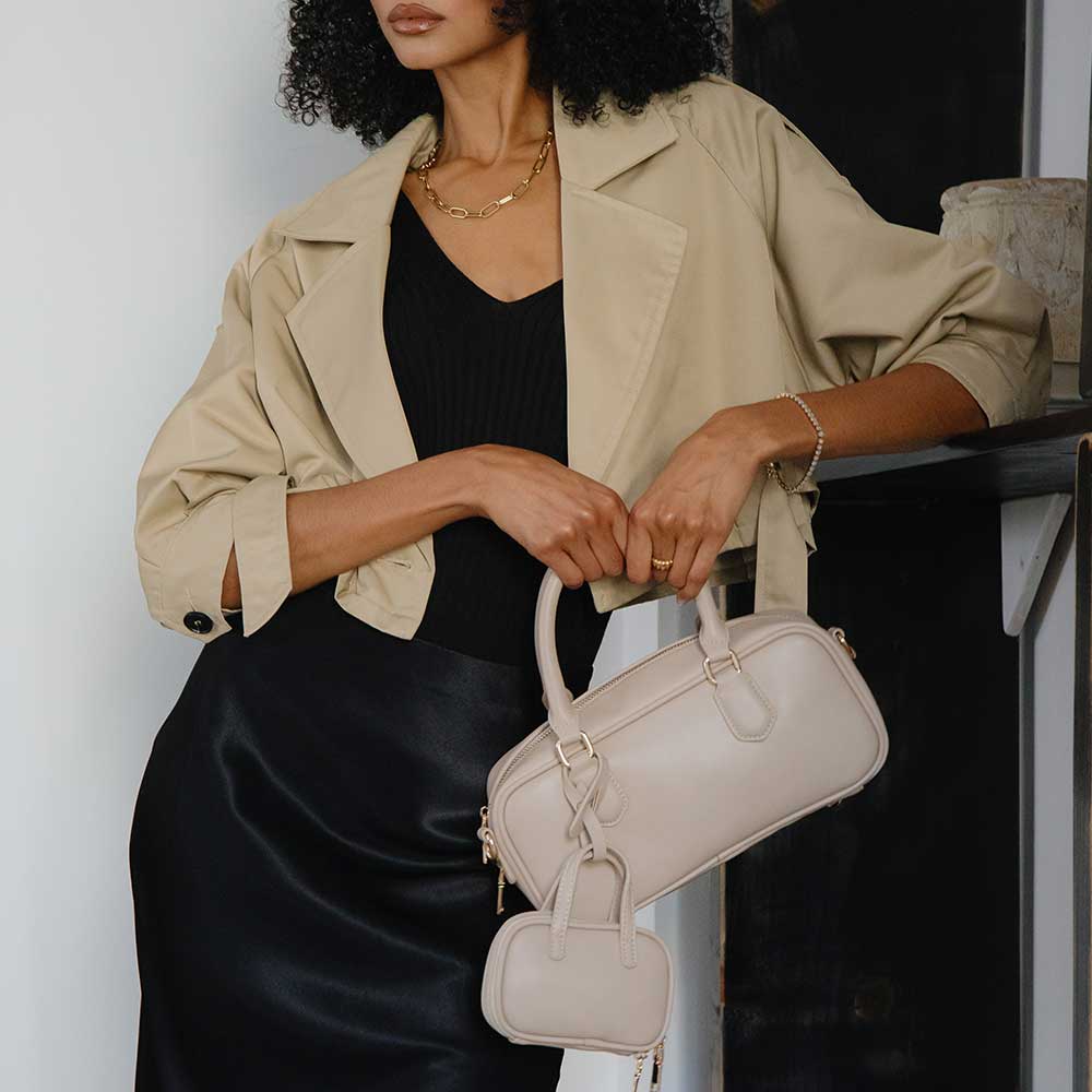 Natasha Micro Black Recycled Top Handle Bag