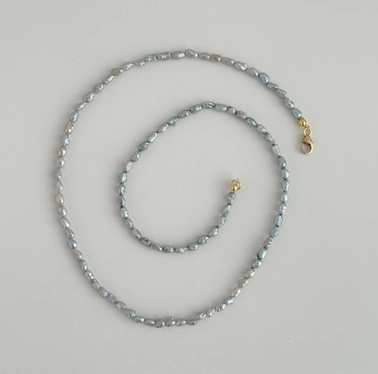 Baby Blue Rice Pearl Necklace