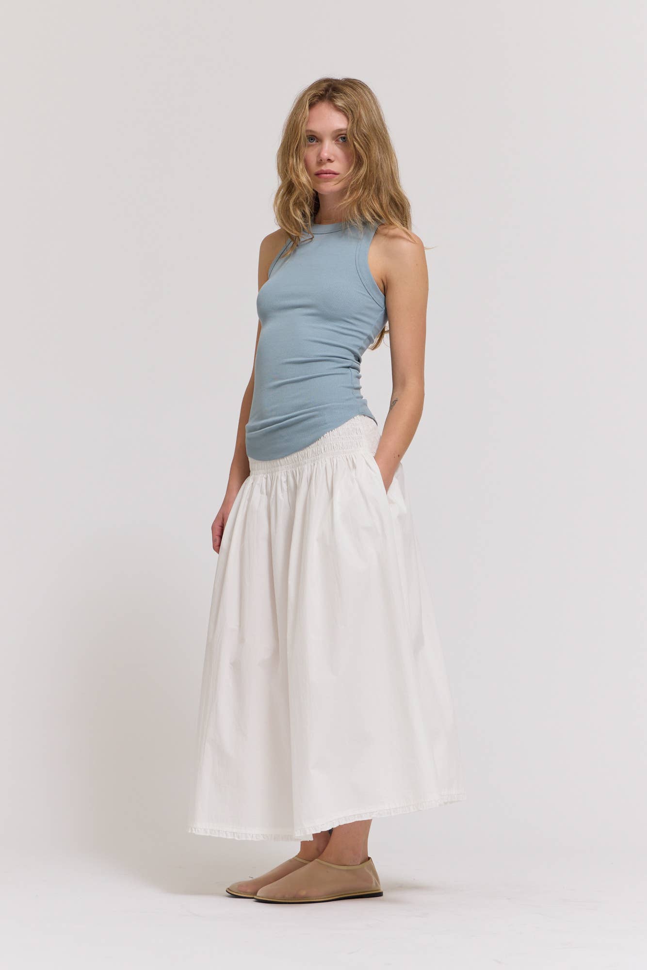 Jersey Knit Curved Hem Tank Top