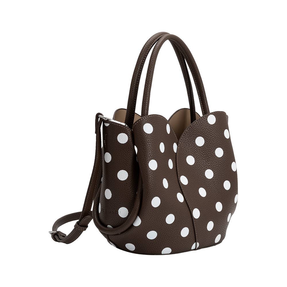 Tulip Brown Polka Dot Top Handle Bag